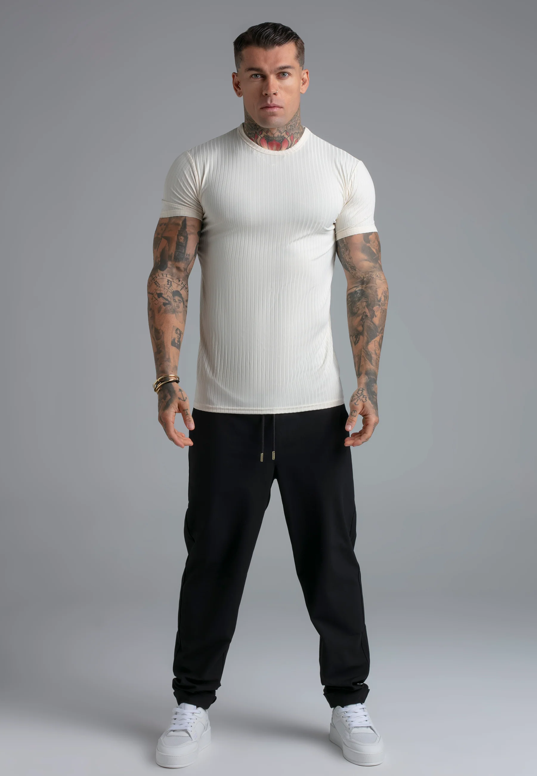 Ecru Muscle Fit T-Shirt - Image 3
