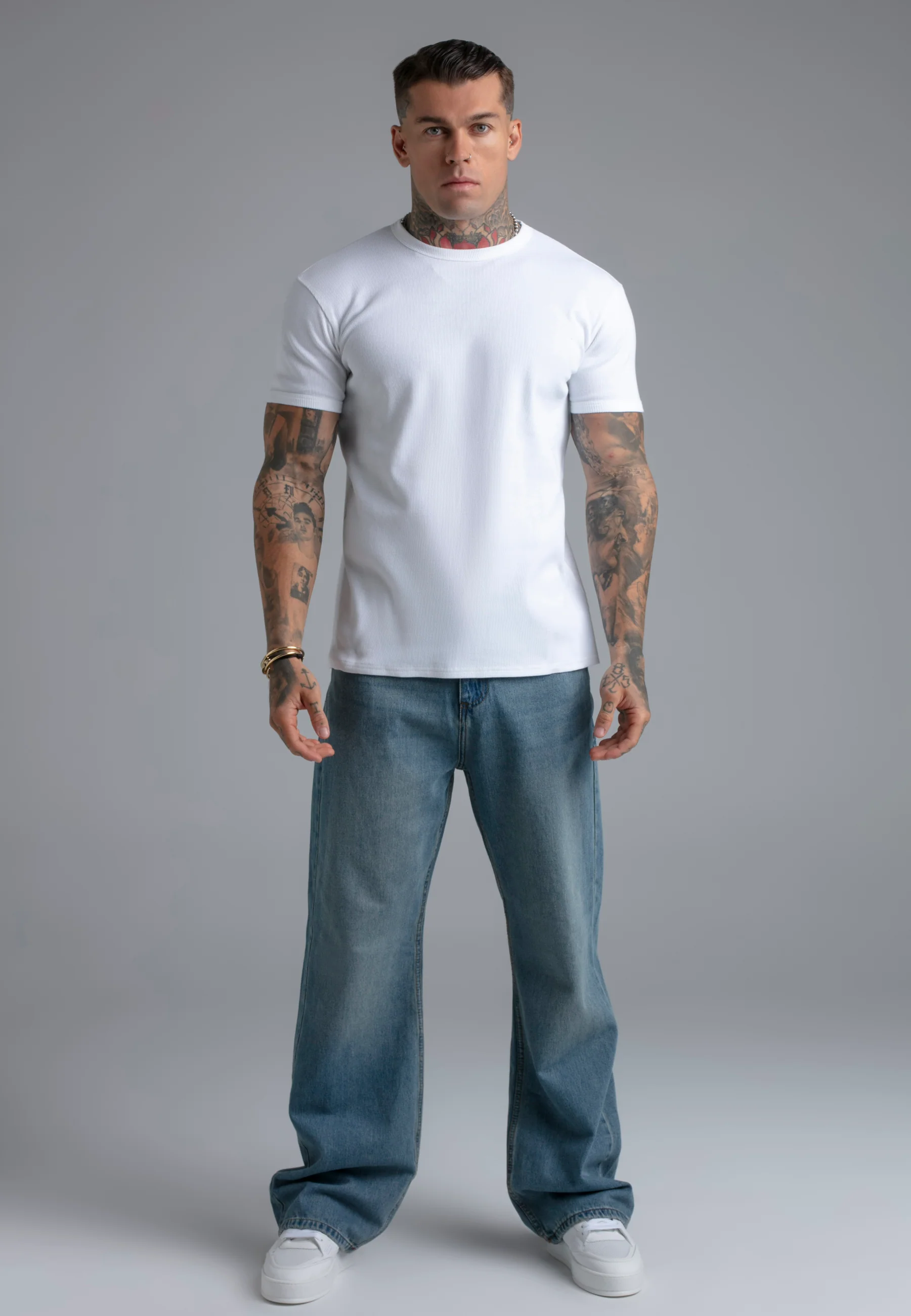 White Muscle Fit T-Shirt - Image 3