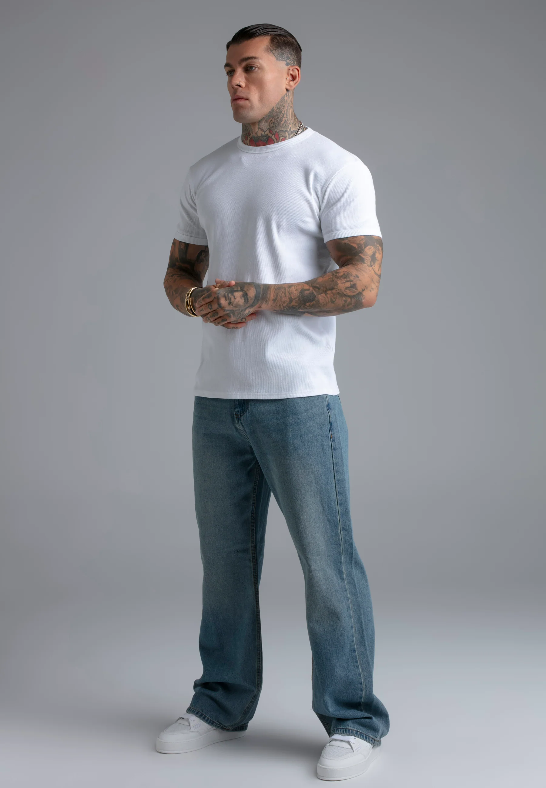 White Muscle Fit T-Shirt - Image 4