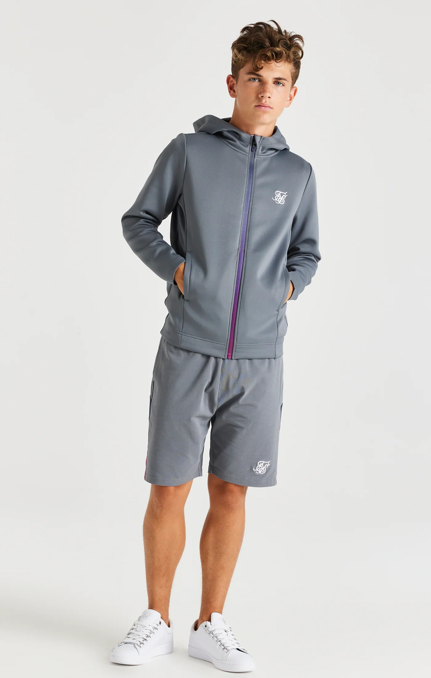 SikSilk Navigate Fade Zip Through - Grey - Image 3