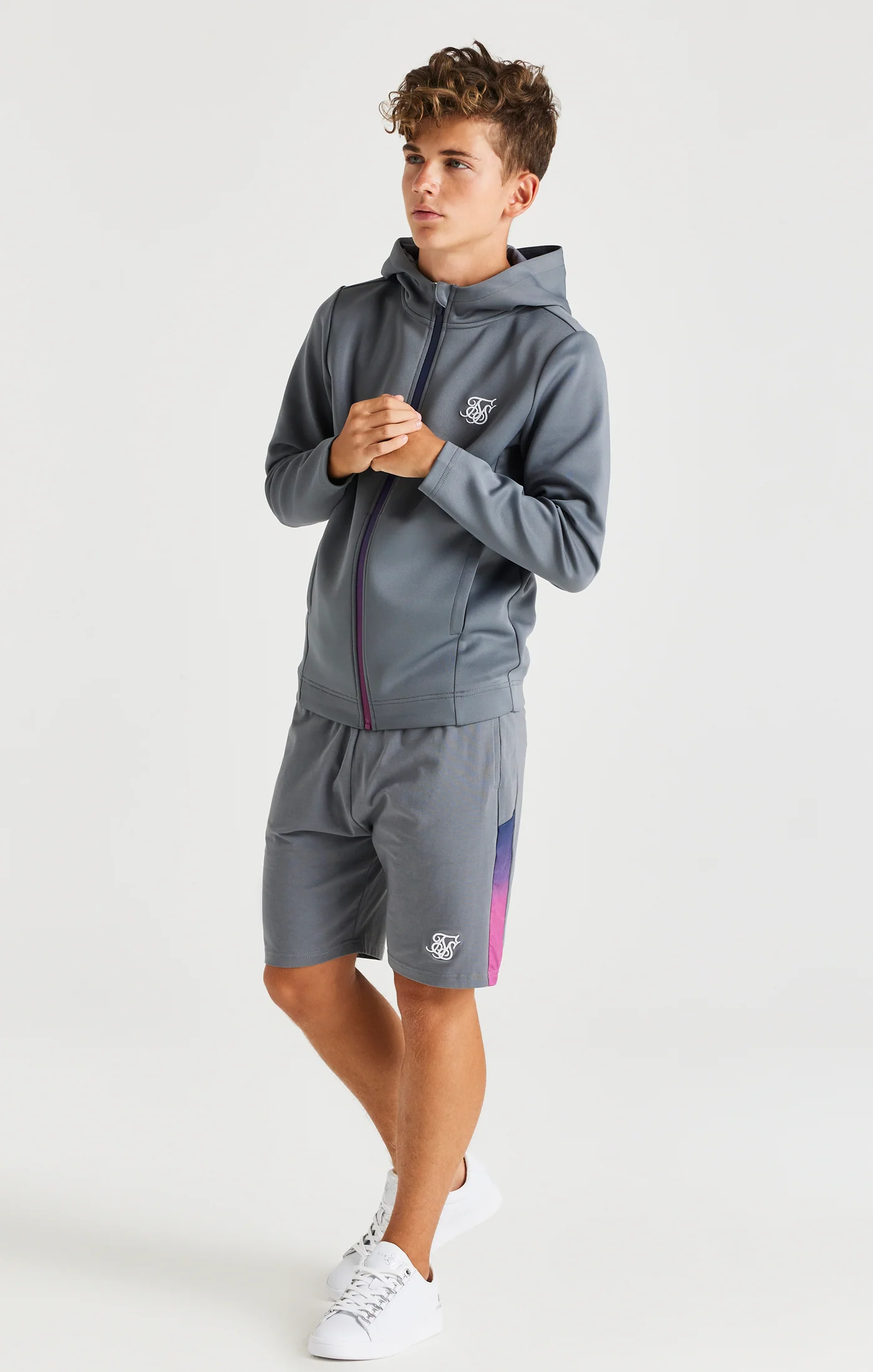 SikSilk Navigate Fade Zip Through - Grey - Image 4