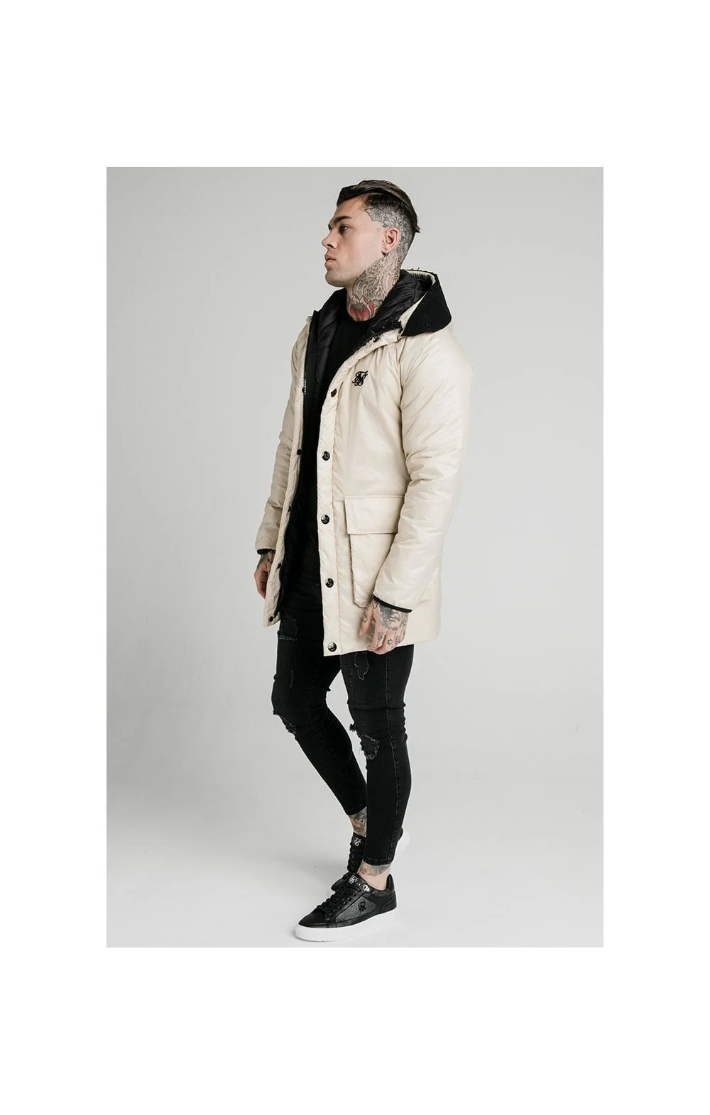 SikSilk Navigate Puff Parka - Champagne - Image 6