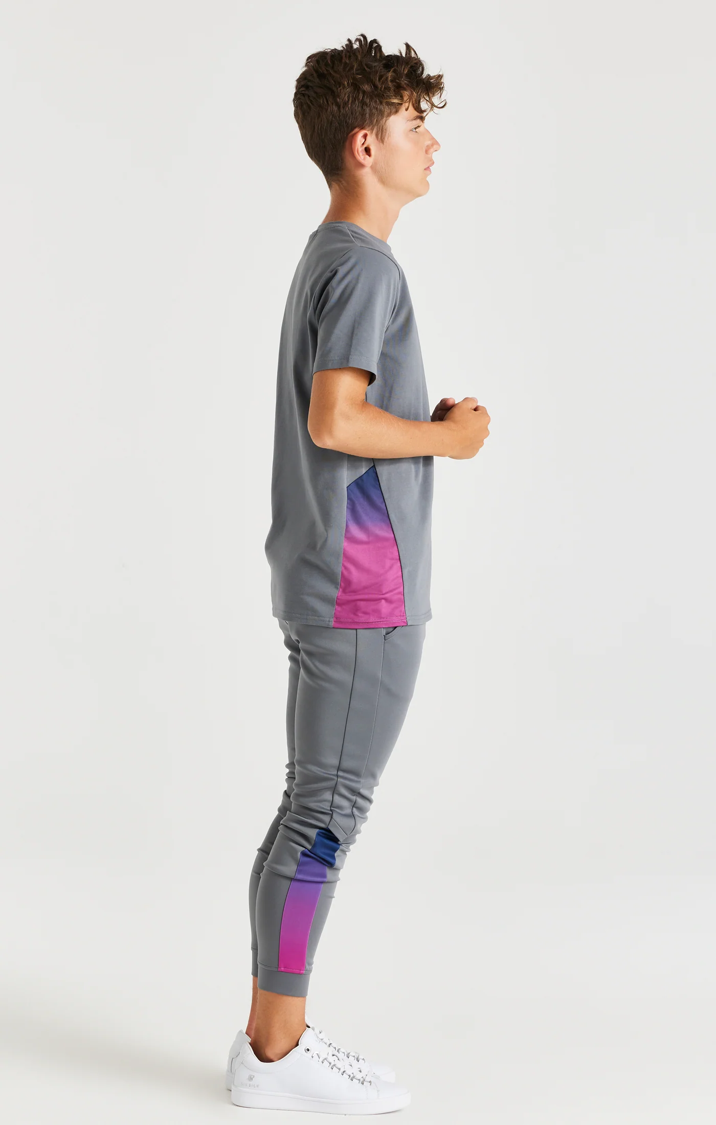 Boys Grey Fade Side Panel T-Shirt - Image 6