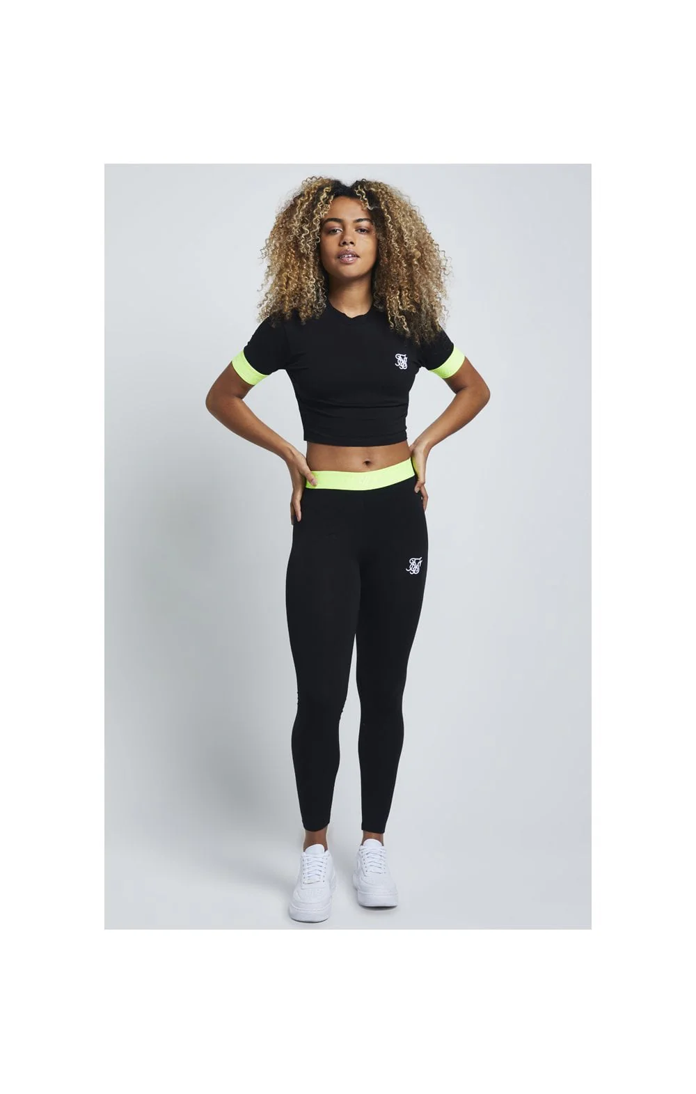 SikSilk Neon Tape Crop Tee - Black - Image 3