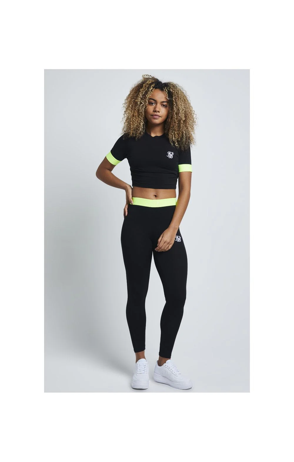 SikSilk Neon Tape Crop Tee - Black - Image 4