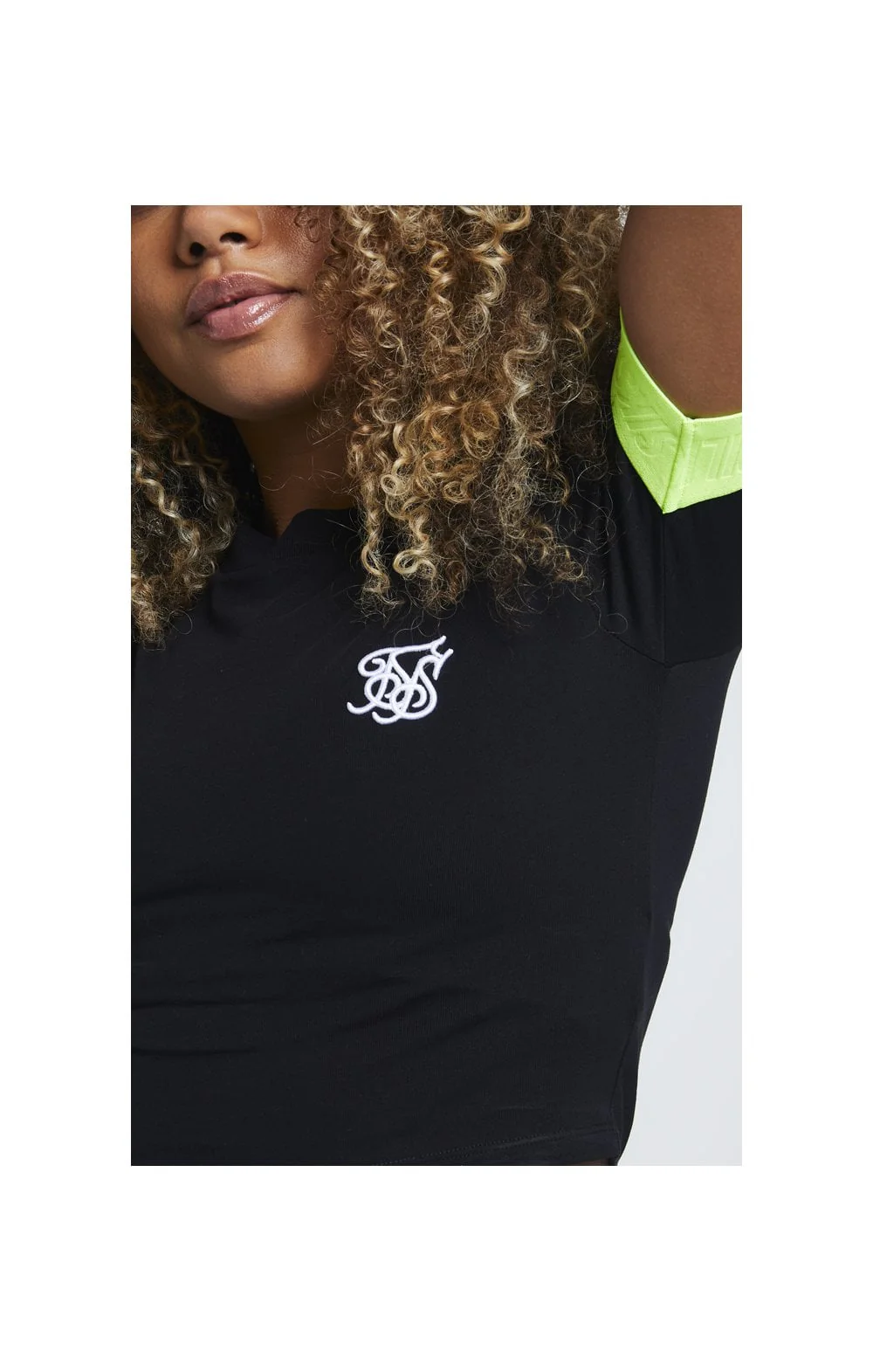 SikSilk Neon Tape Crop Tee - Black - Image 7