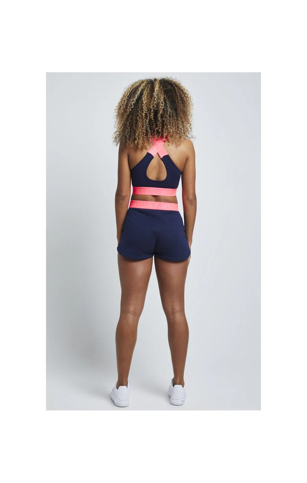 SikSilk Neon Tape Gym Shorts – Navy - Image 5