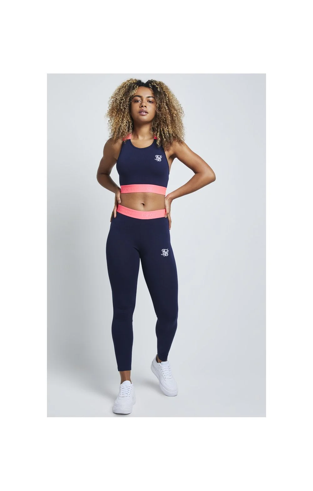 SikSilk Neon Tape Leggings – Navy - Image 5
