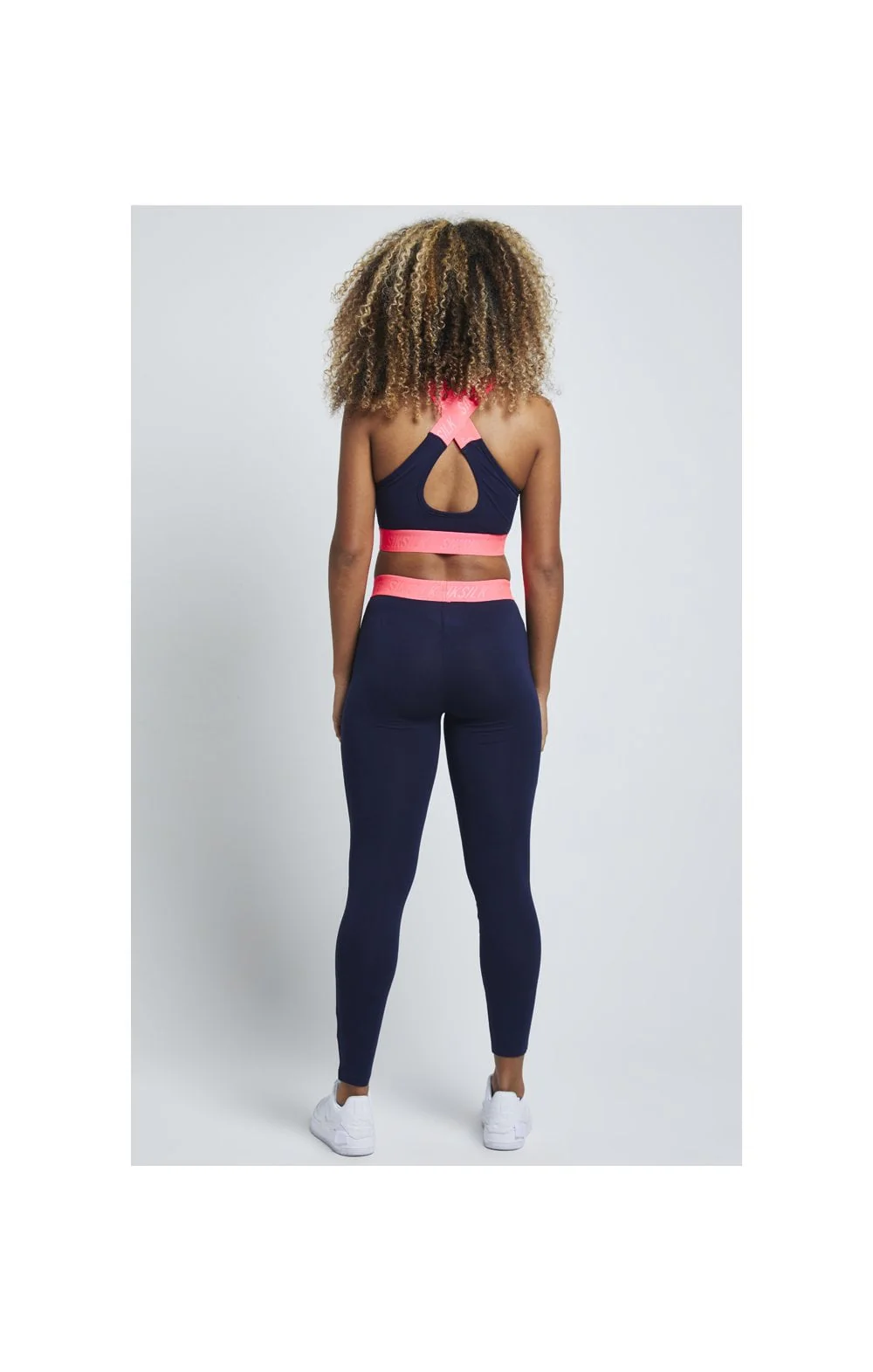 SikSilk Neon Tape Leggings – Navy - Image 6