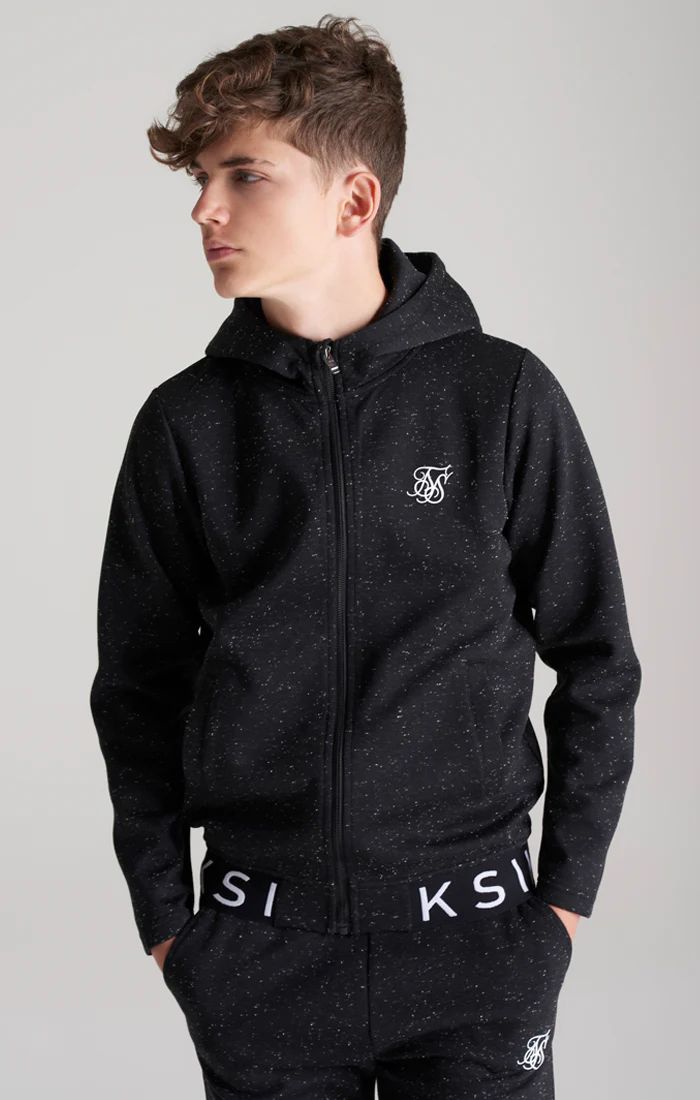 Boys Black Neps Zip Thru Hoodie - Image 2