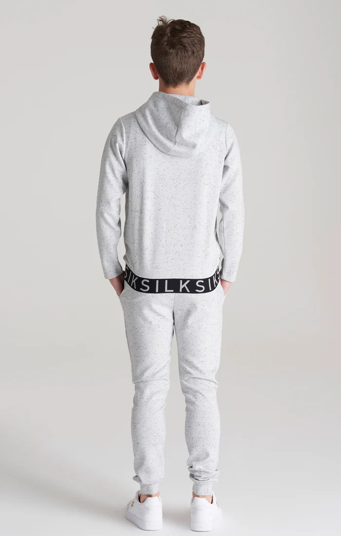Boys Grey Neps Zip Thru Hoodie - Image 6