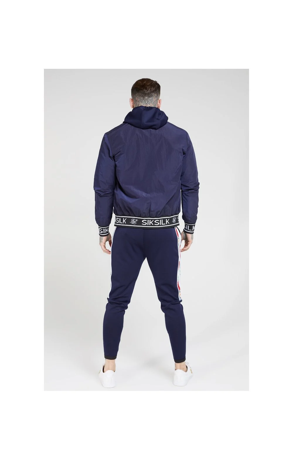 SikSilk Nylon Bomber Jacket – Navy - Image 5