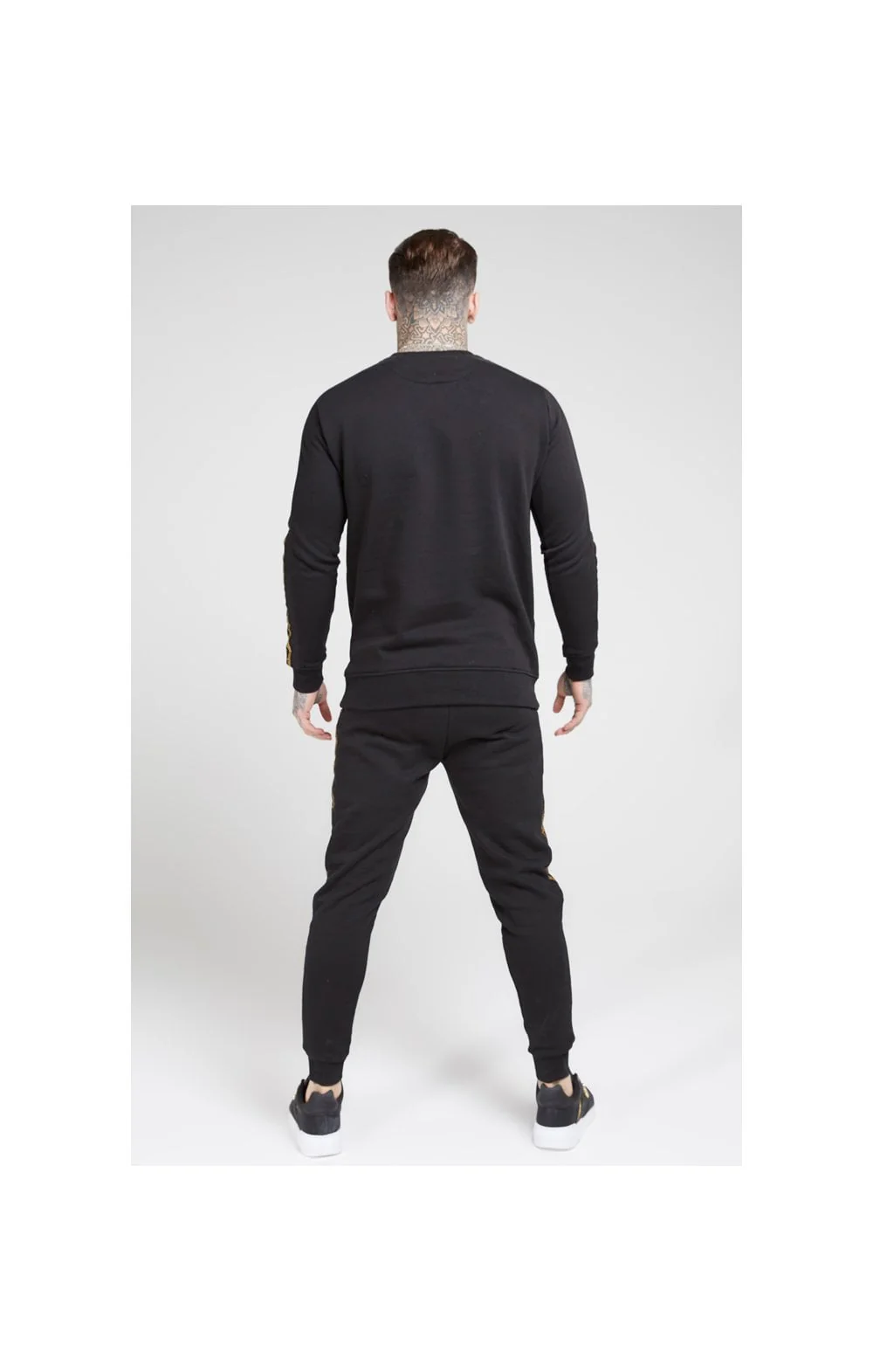 SikSilk Nylon Panel Crew Sweat – Black & Gold - Image 5