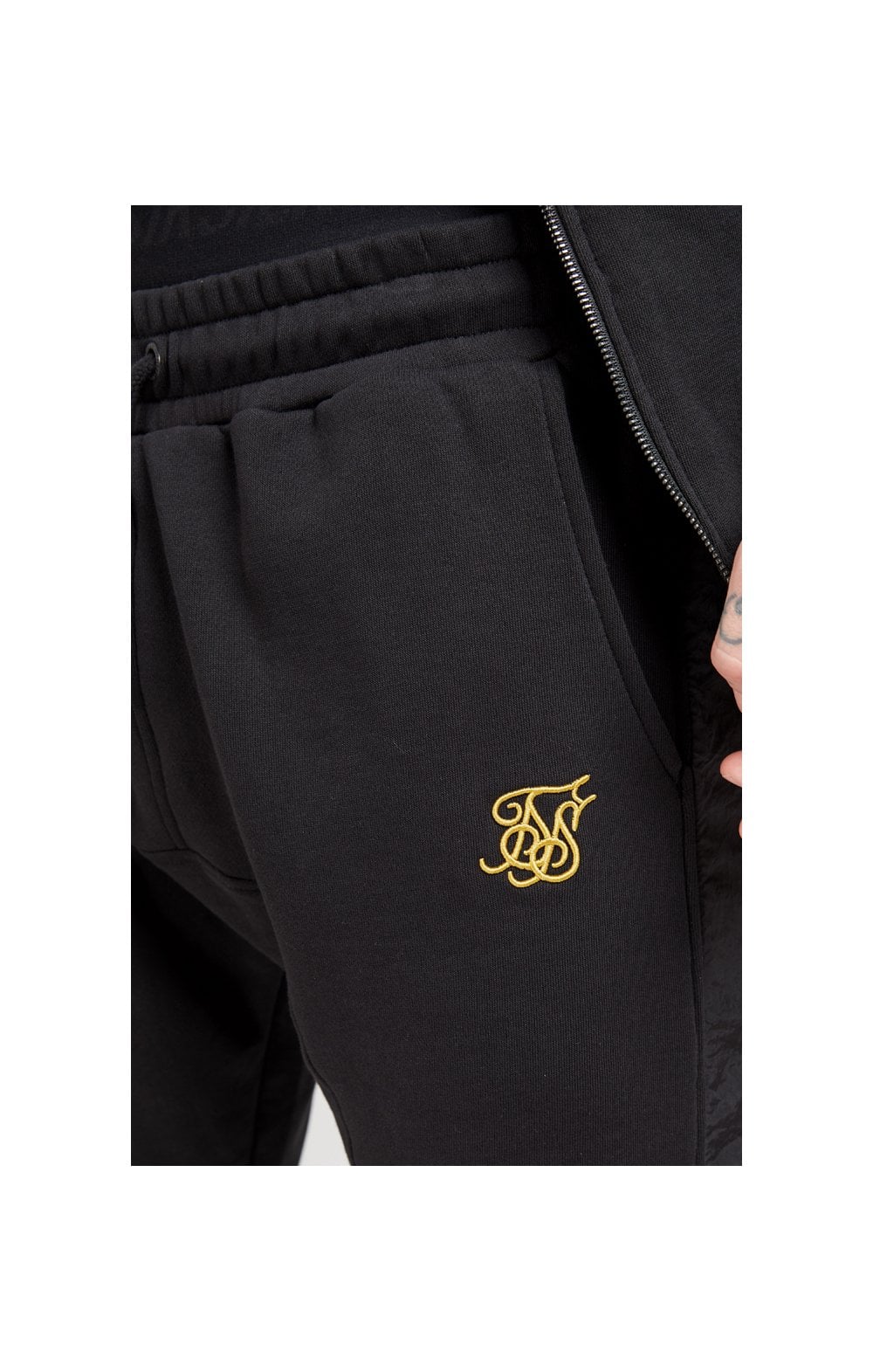 SikSilk Nylon Panel Relaxed Fit Shorts - Black & Gold - Image 7