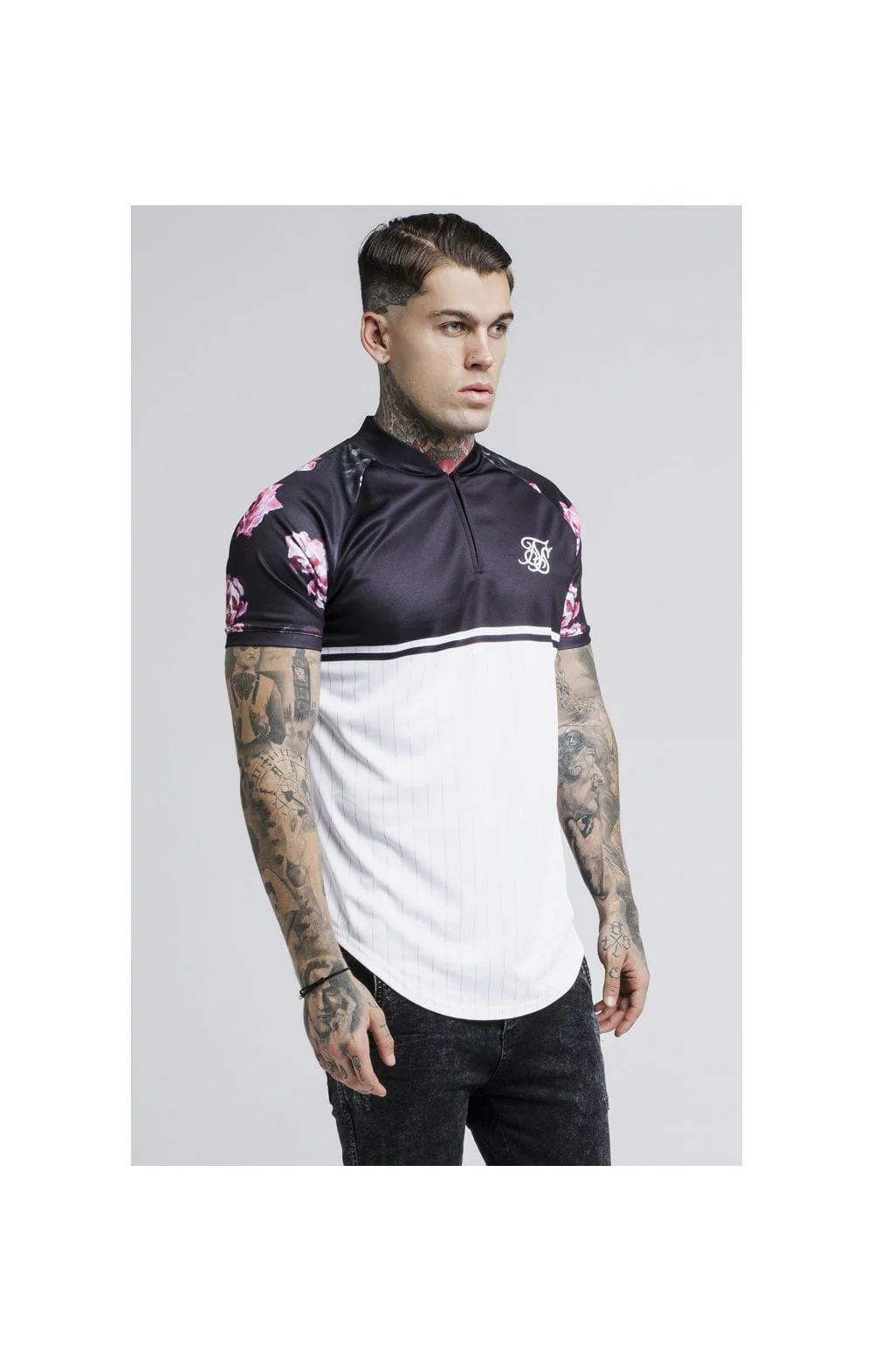 SikSilk Oil Paint Baseball Tee - White - Image 2
