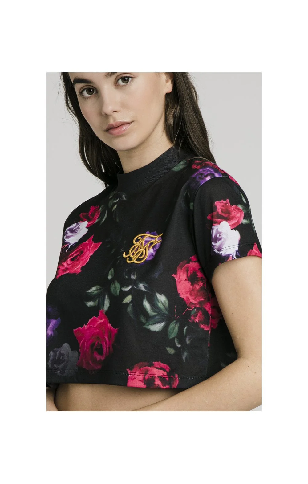 SikSilk Oil Paint Crop Tee - Black - Image 3
