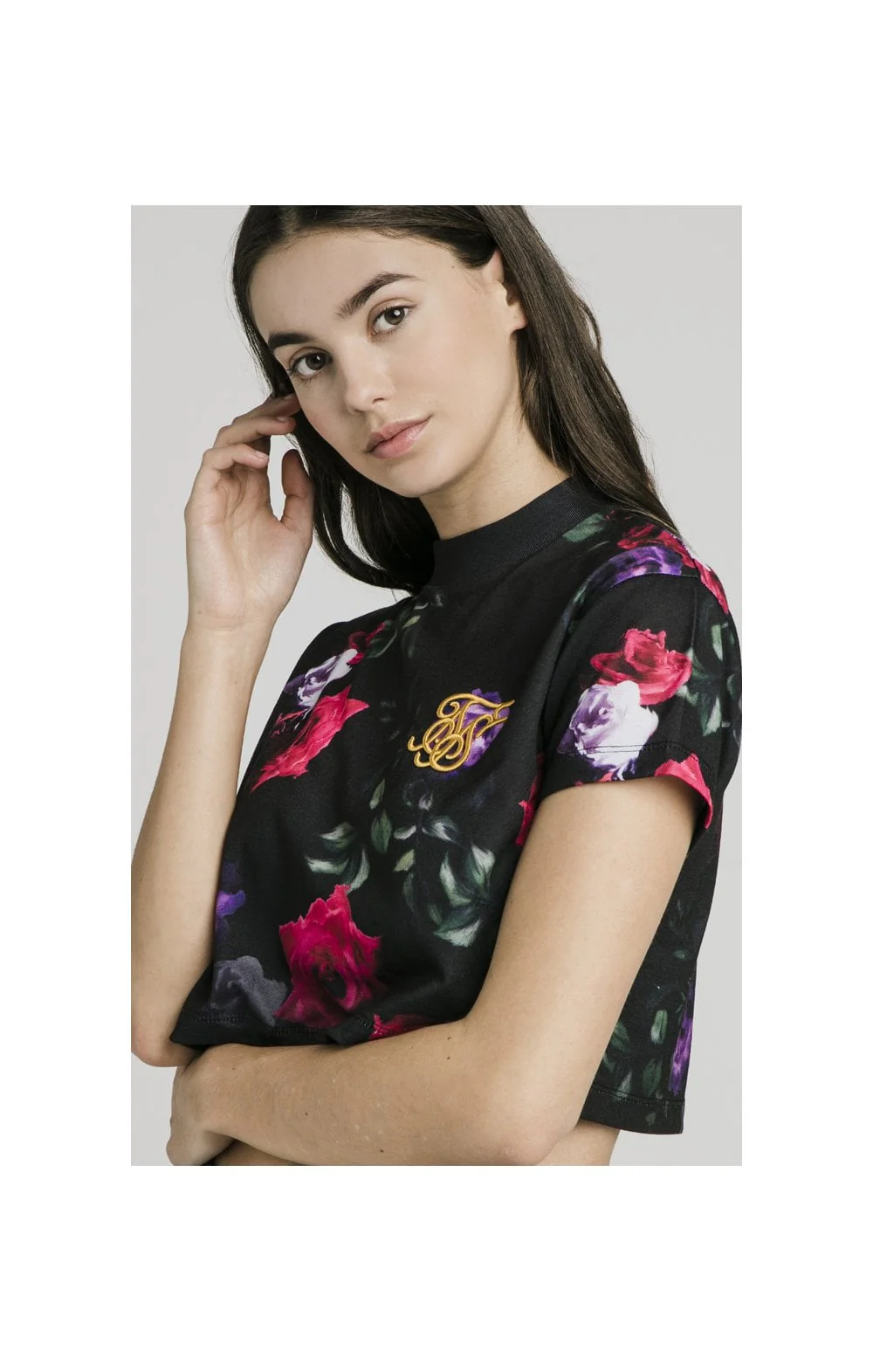SikSilk Oil Paint Crop Tee - Black - Image 4