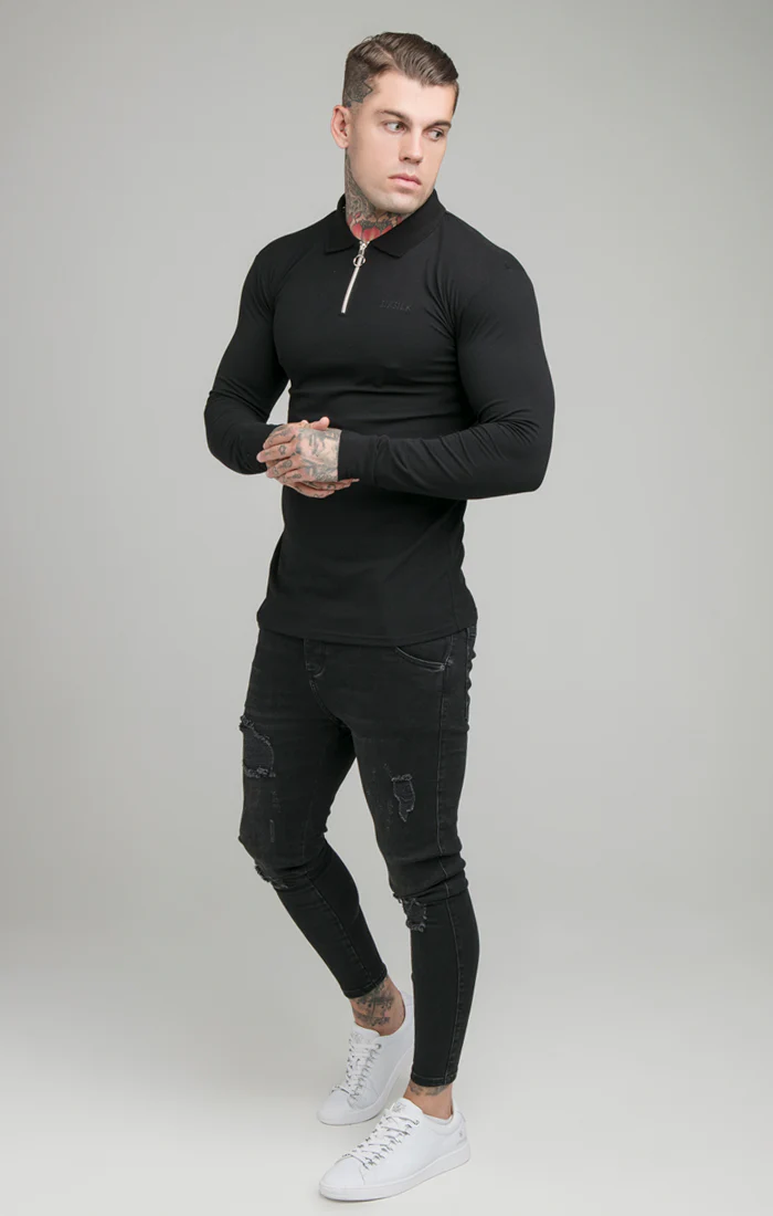 Black Opulent Zip Polo Shirt - Image 5