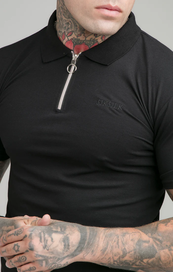 Black Opulent Zip Polo Shirt - Image 2