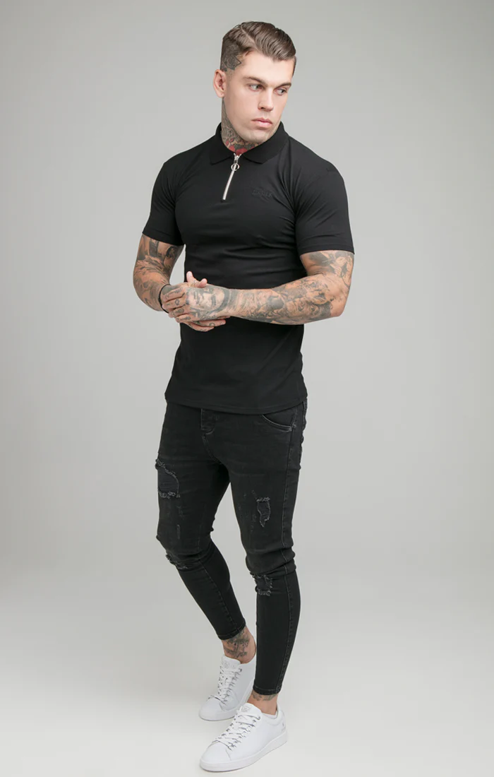 Black Opulent Zip Polo Shirt - Image 5
