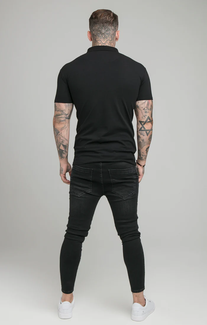 Black Opulent Zip Polo Shirt - Image 7