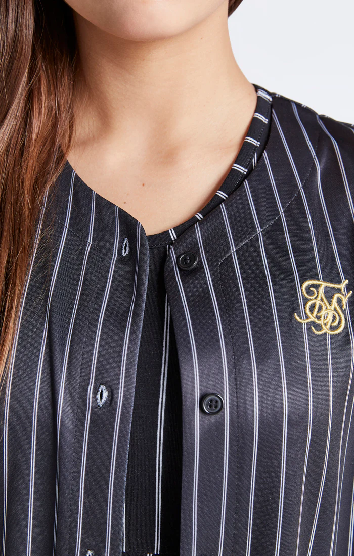 Girls Black Baseball Stripe Jersey - Image 3