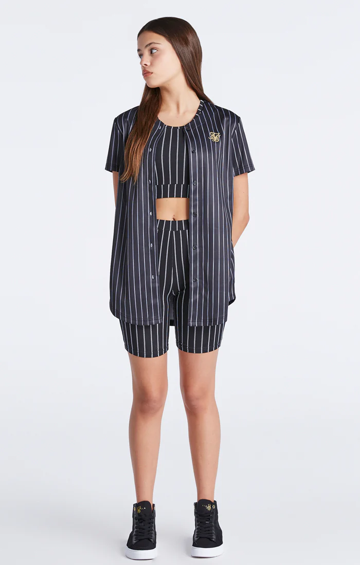 Girls Black Baseball Stripe Jersey - Image 4