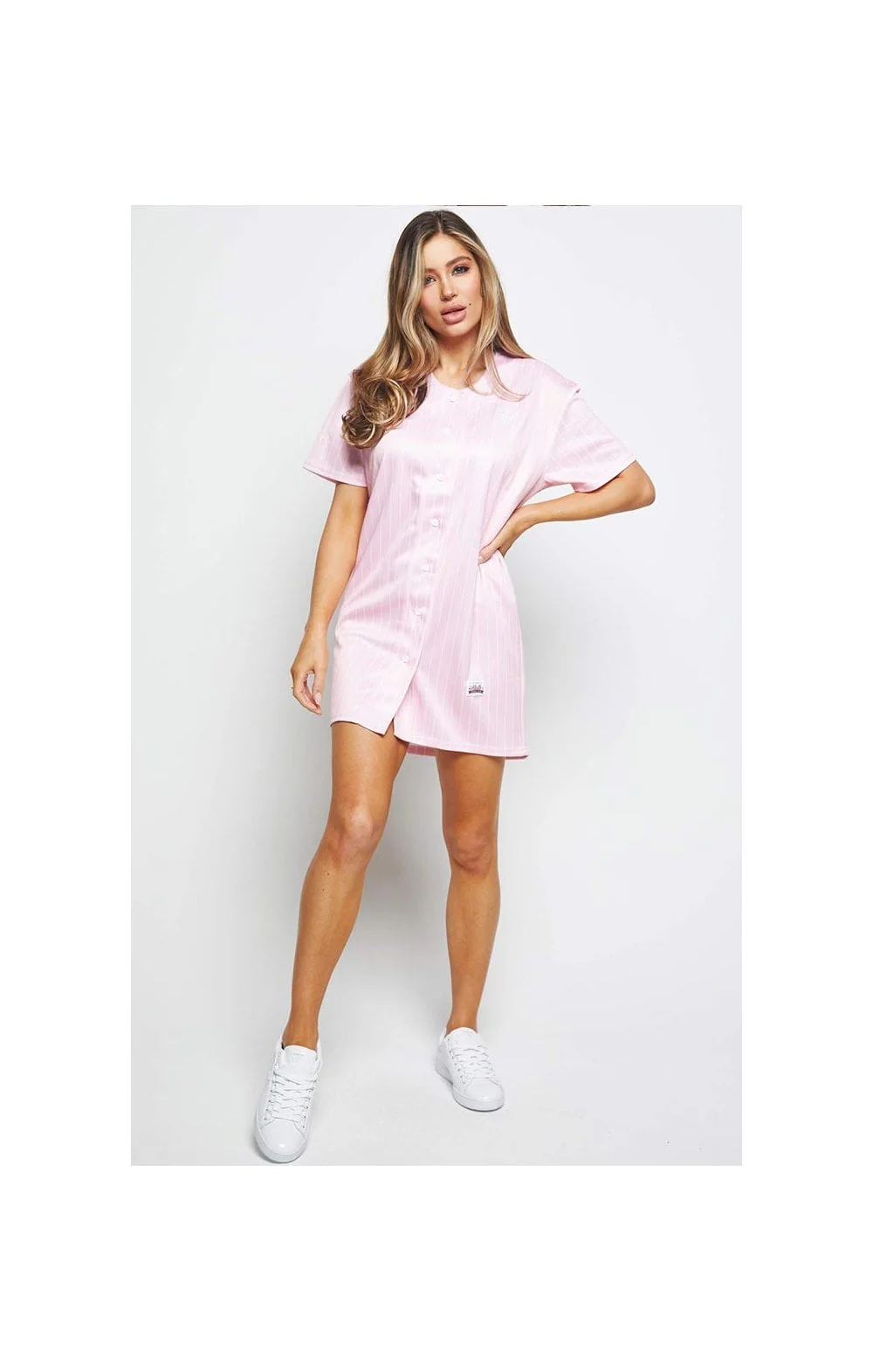 SikSilk Original Stripe Baseball Jersey – Pink - Image 4