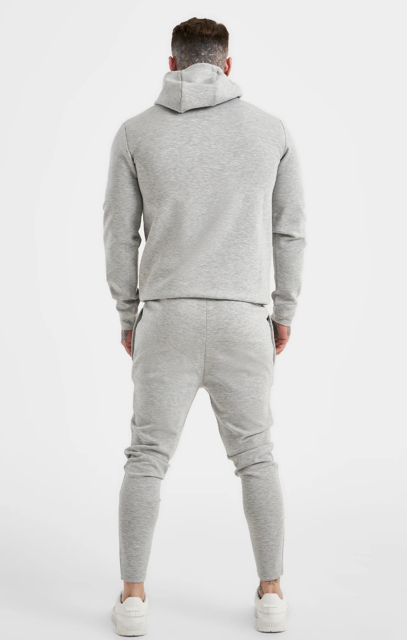 SikSilk Overhead Basic Sports Hoodie - Grey Marl - Image 5