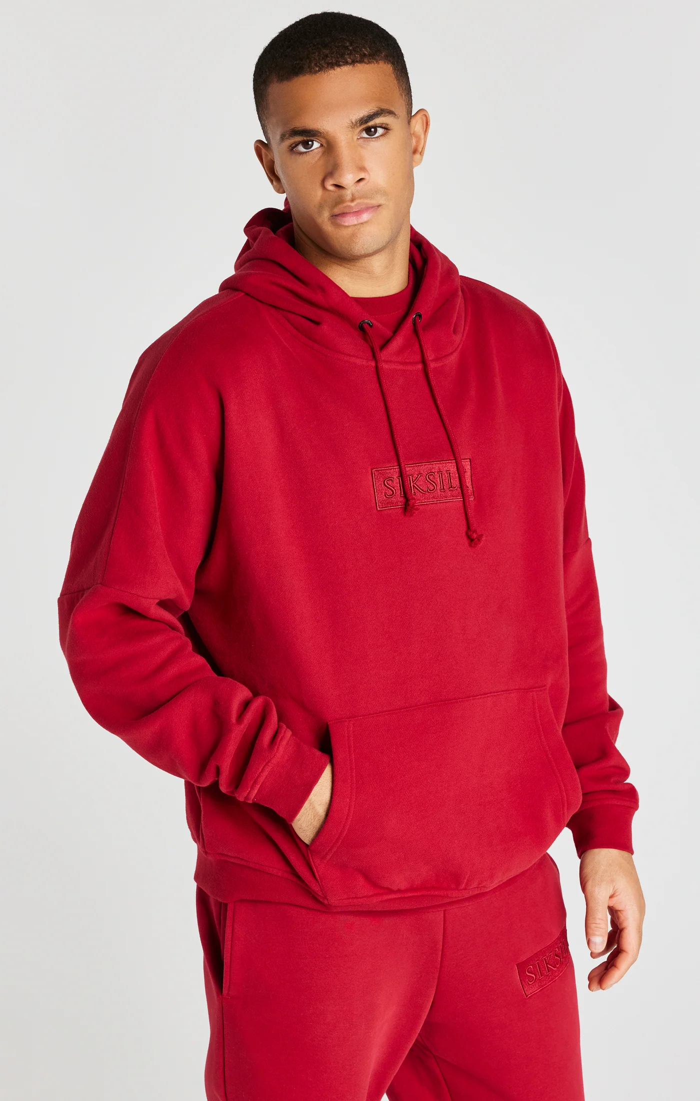 Red Overhead Drop Shoulder Hoodie - Image 2