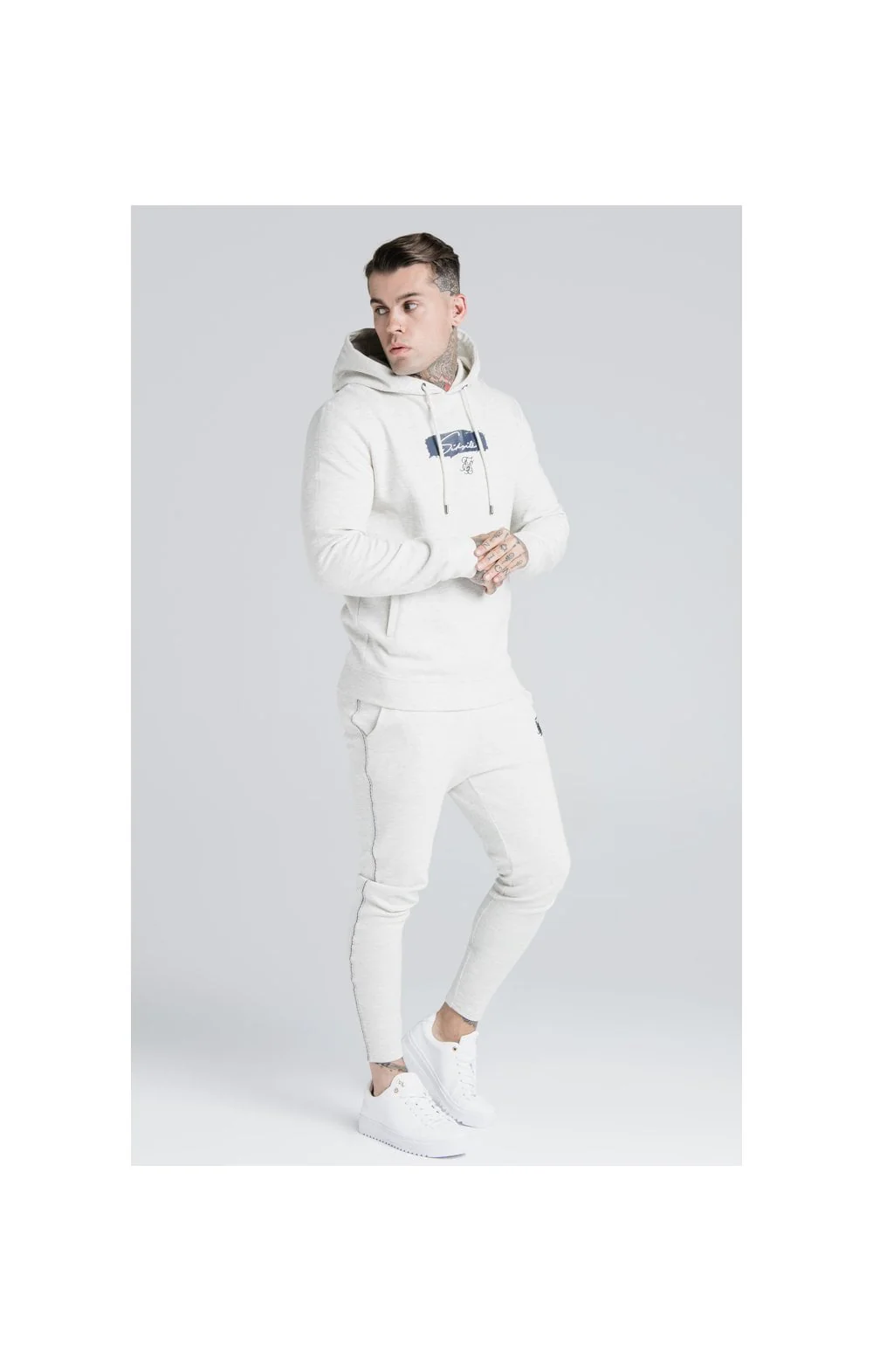 SikSilk Overhead Hoodie - Light Grey - Image 3