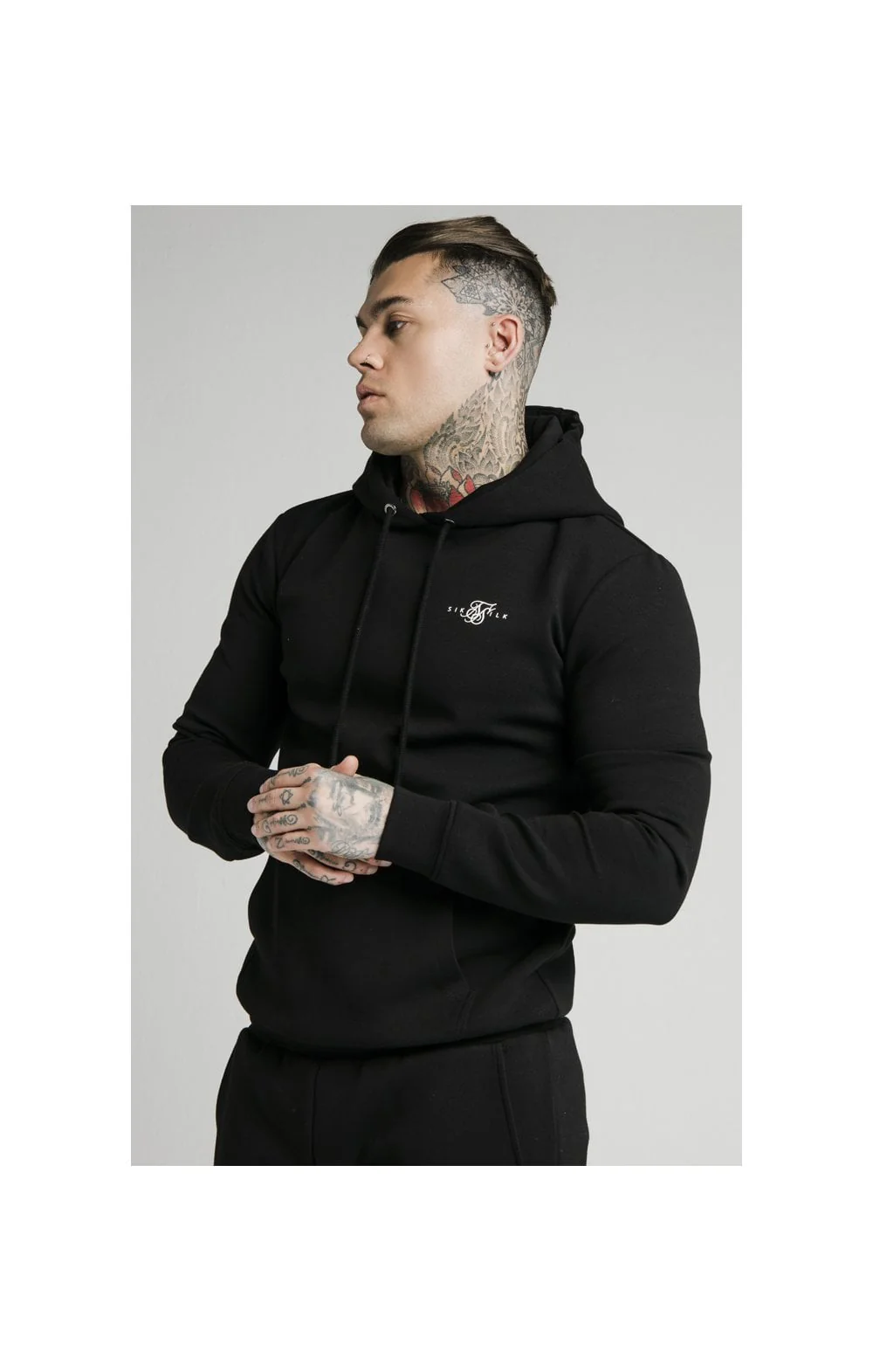 SikSilk Overhead Muscle Fit Hoodie - Black