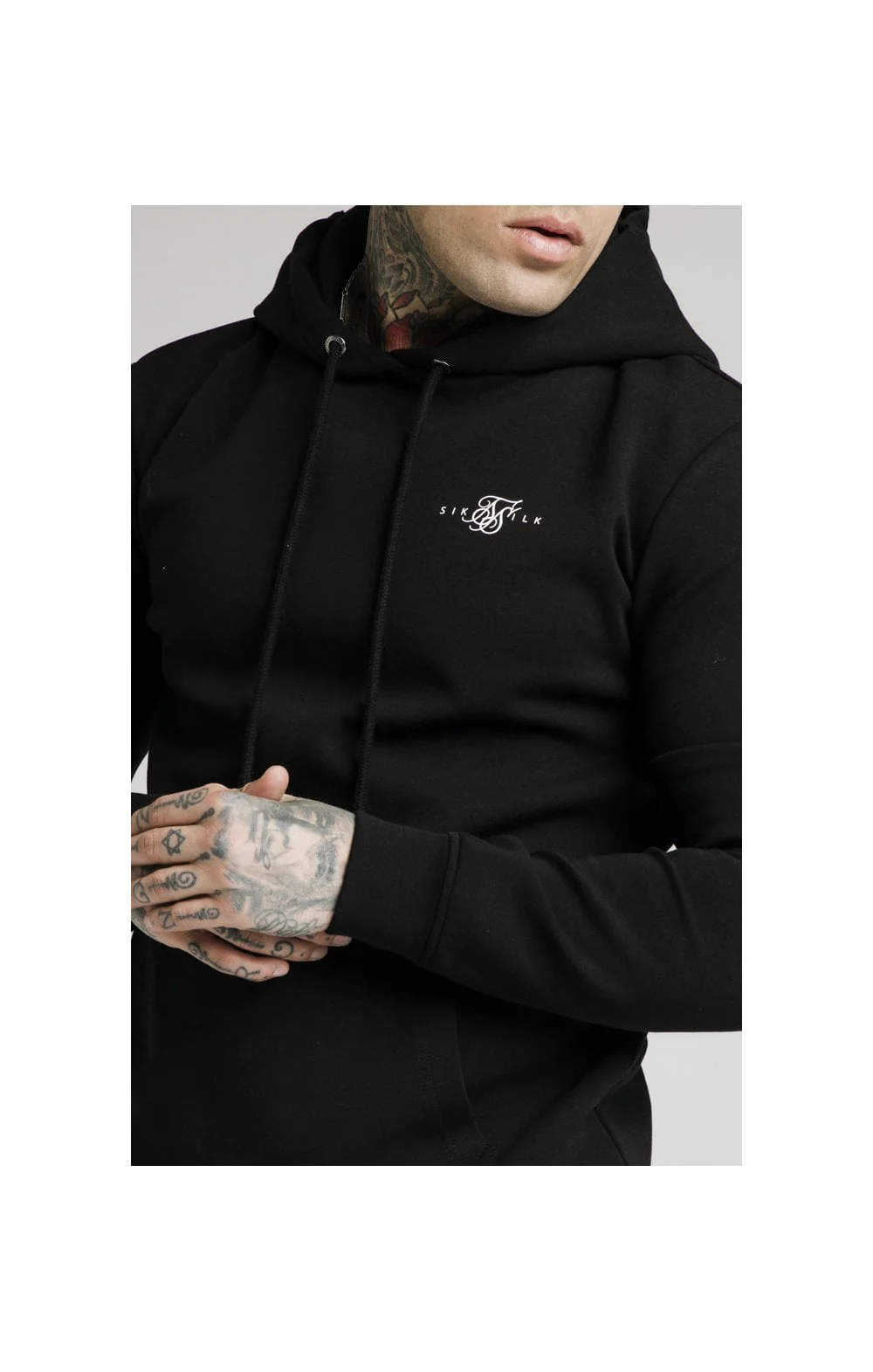 SikSilk Overhead Muscle Fit Hoodie - Black - Image 2