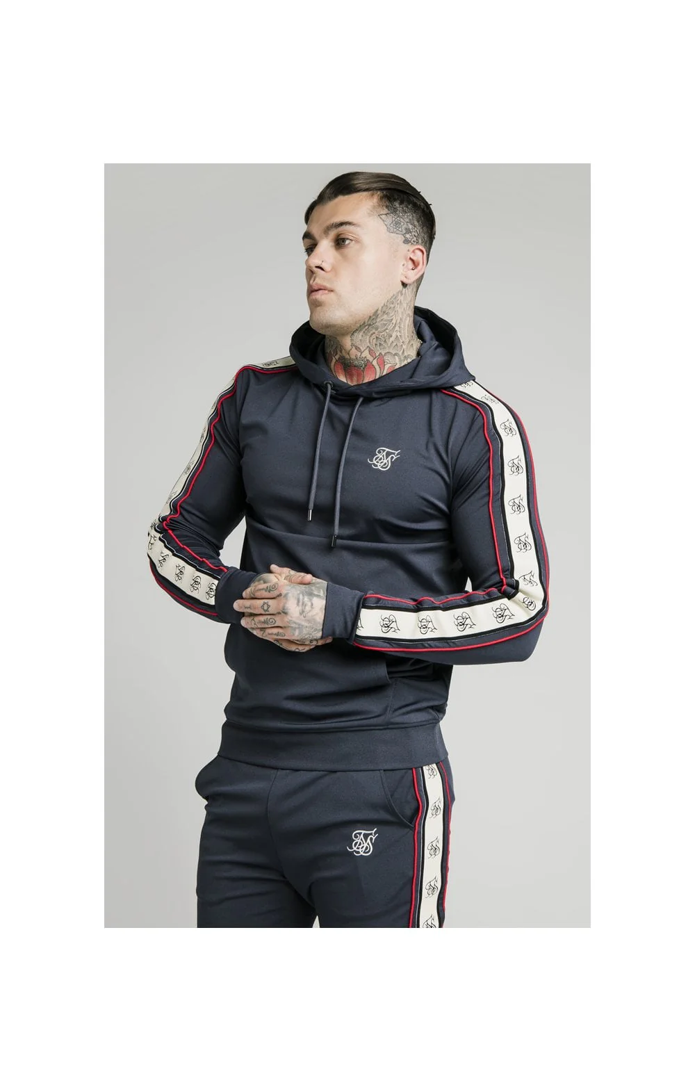 SikSilk Overhead Premium Tape Hoodie - Navy