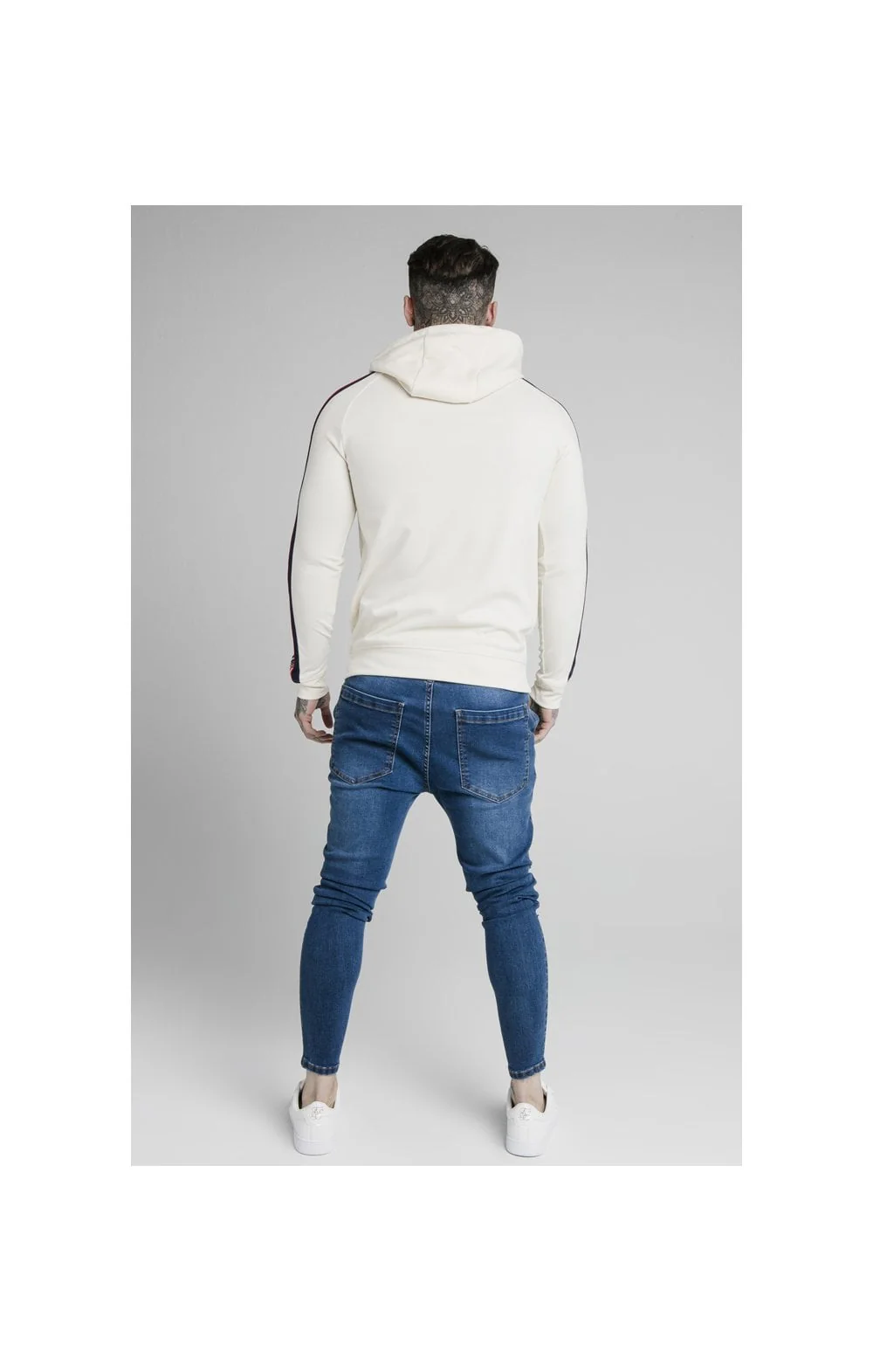 SikSilk Overhead Retro Tape Hoodie - Off White - Image 4
