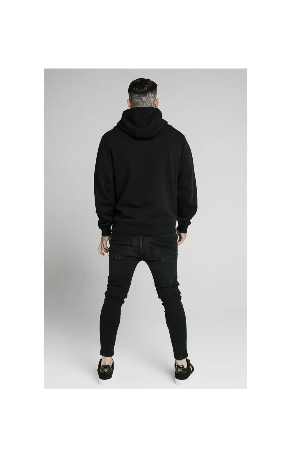 SikSilk Overhead Tape Hoodie - Black & Gold - Image 6