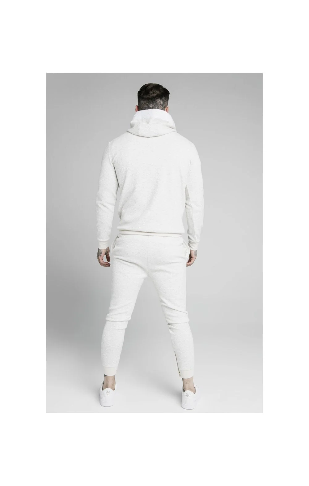 SikSilk Overhead Textured Tape Hoodie - Snow Marl - Image 5