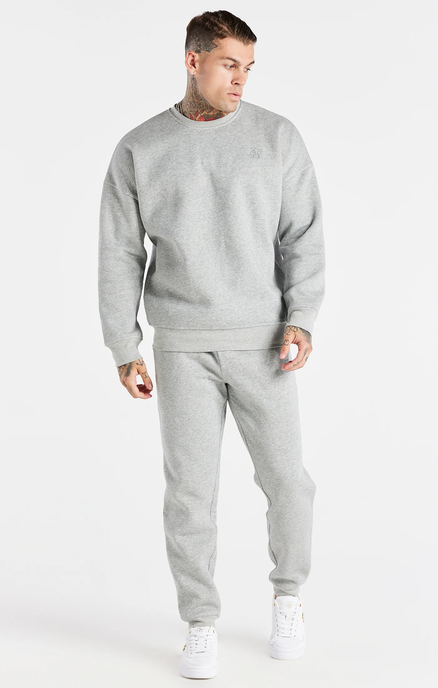 Grey Oversized Sweatshirt And Jogger Tracksuit Set