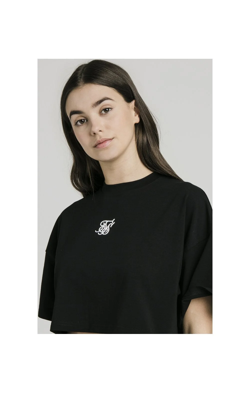 SikSilk Oversize Crop Tee - Black - Image 2