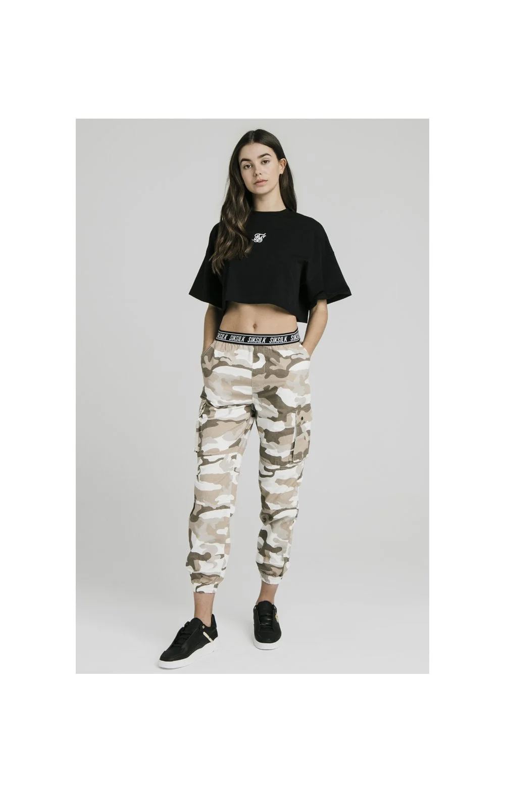 SikSilk Oversize Crop Tee - Black - Image 4