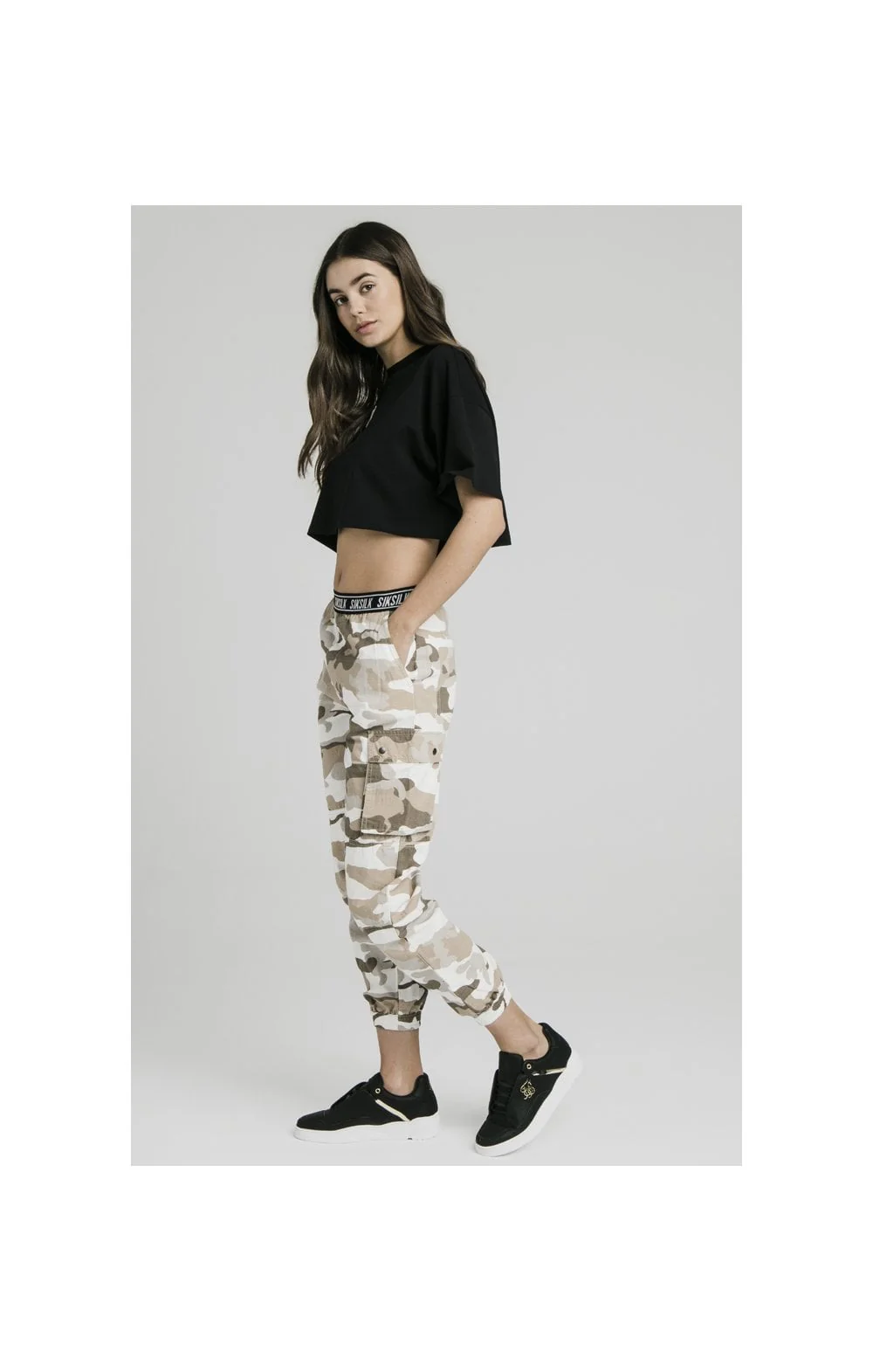 SikSilk Oversize Crop Tee - Black - Image 6