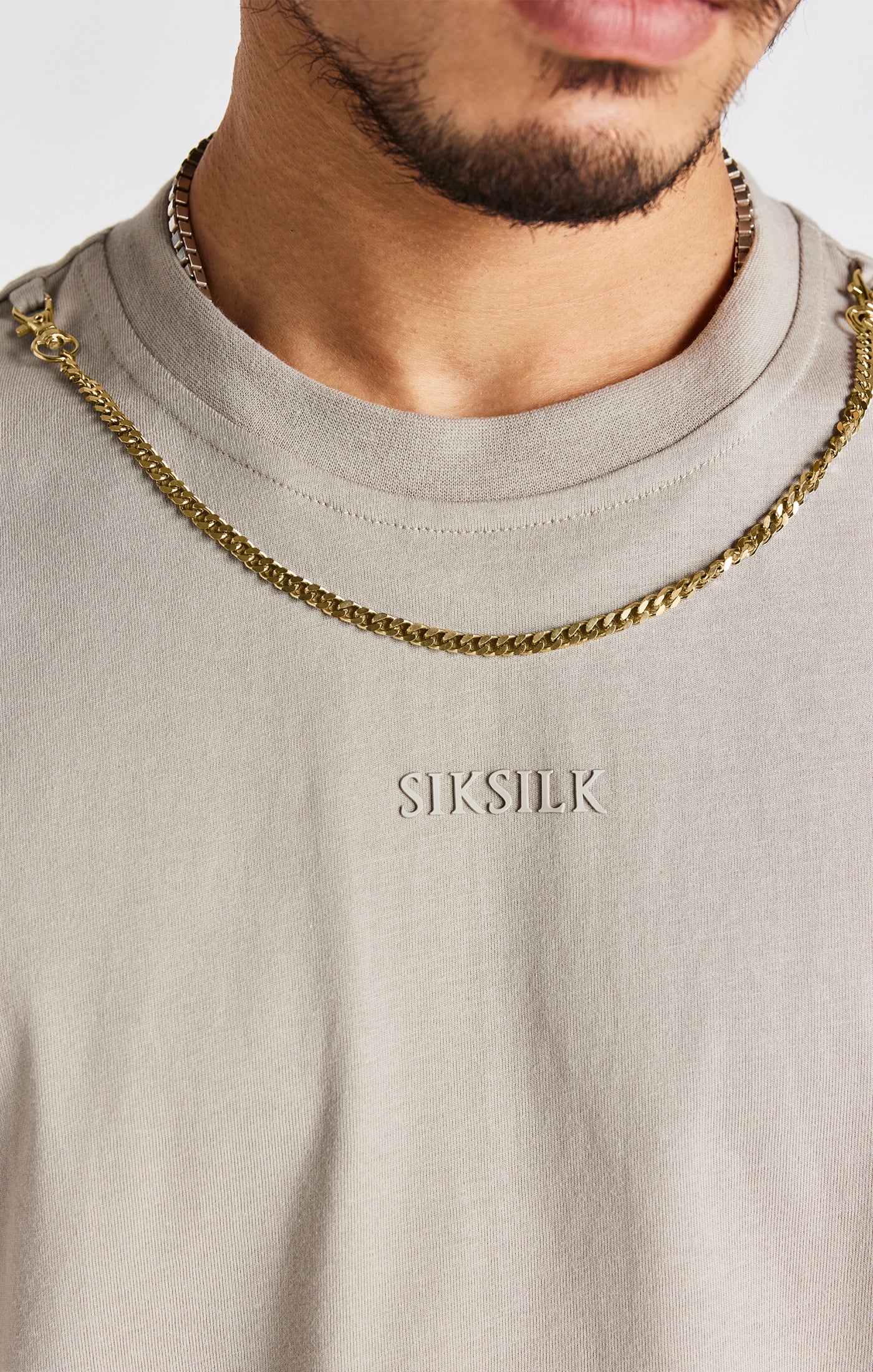 Beige Oversized Chain T-Shirt - Image 3