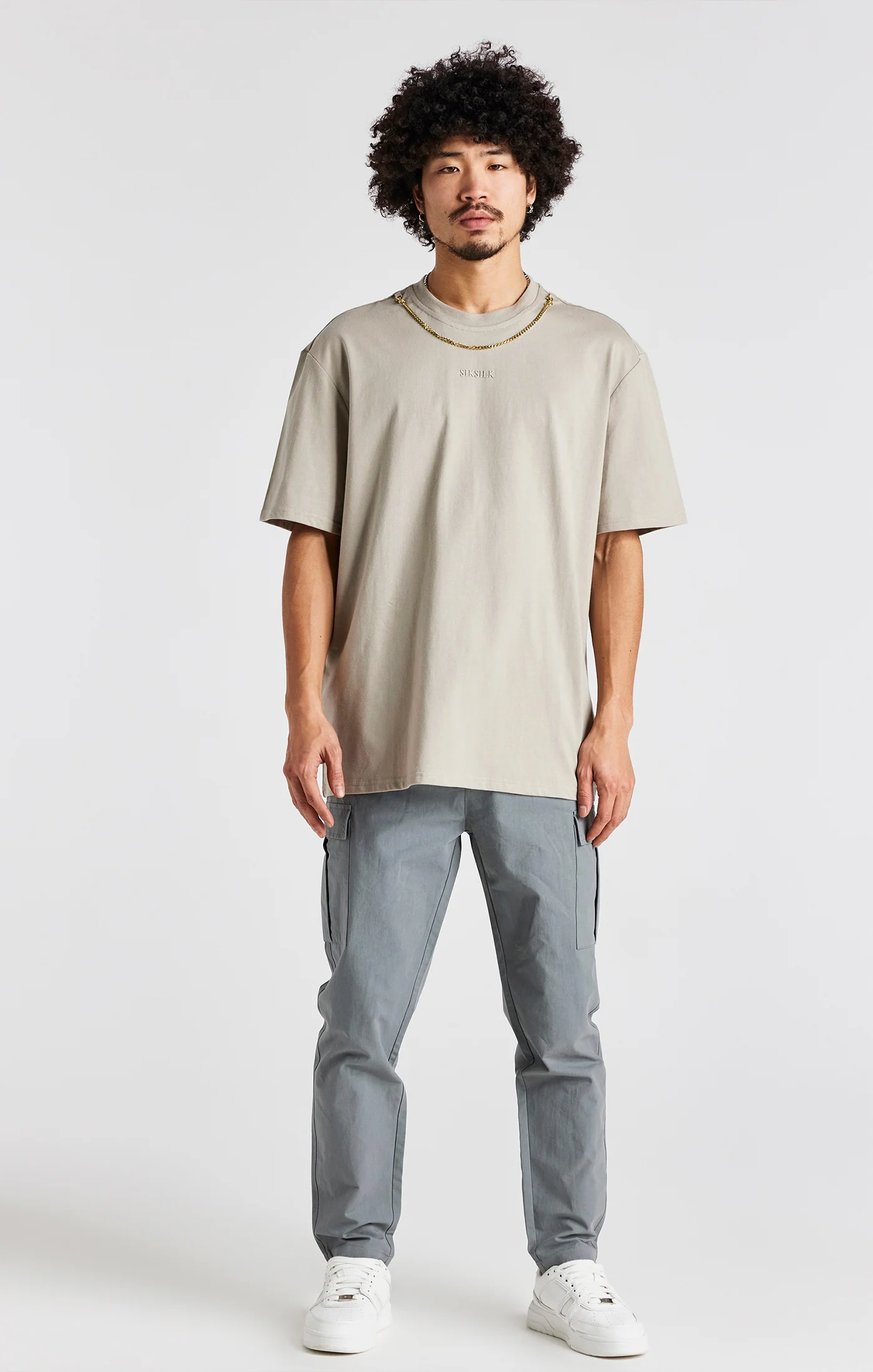 Beige Oversized Chain T-Shirt - Image 4