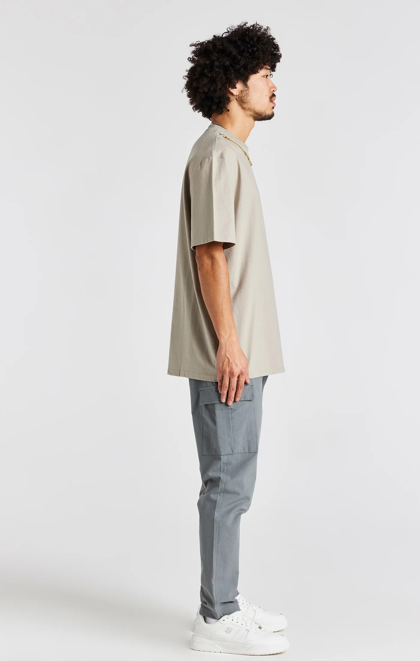 Beige Oversized Chain T-Shirt - Image 5