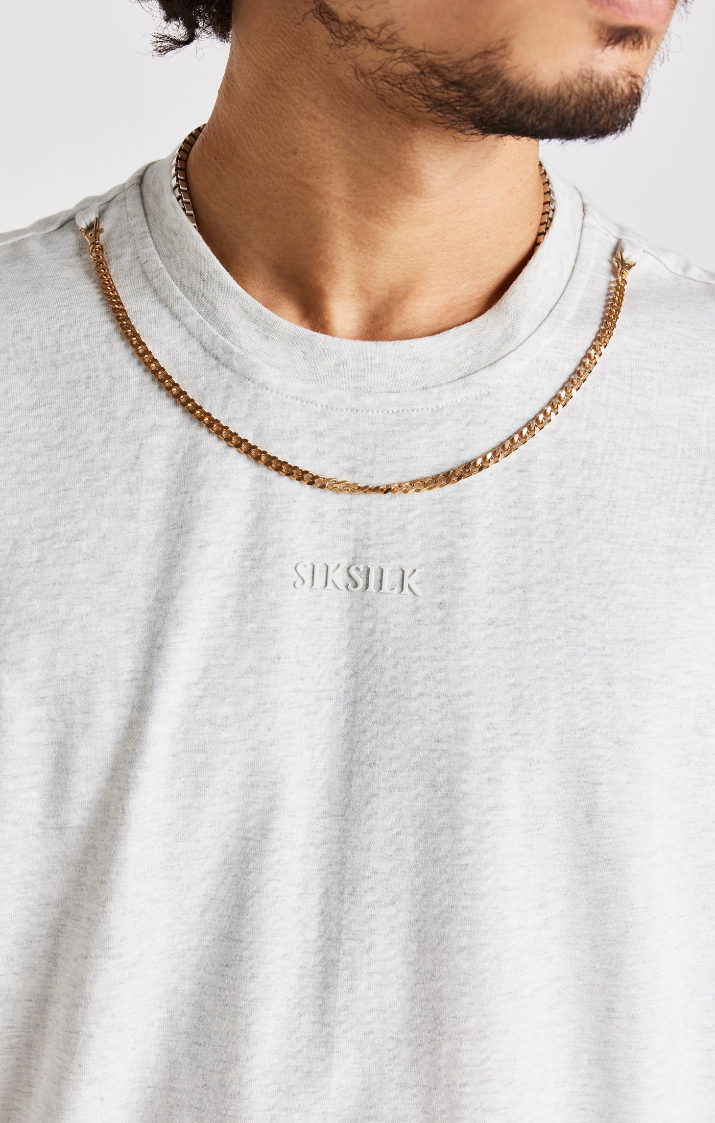 Snow Marl Oversized Chain T-Shirt - Image 3