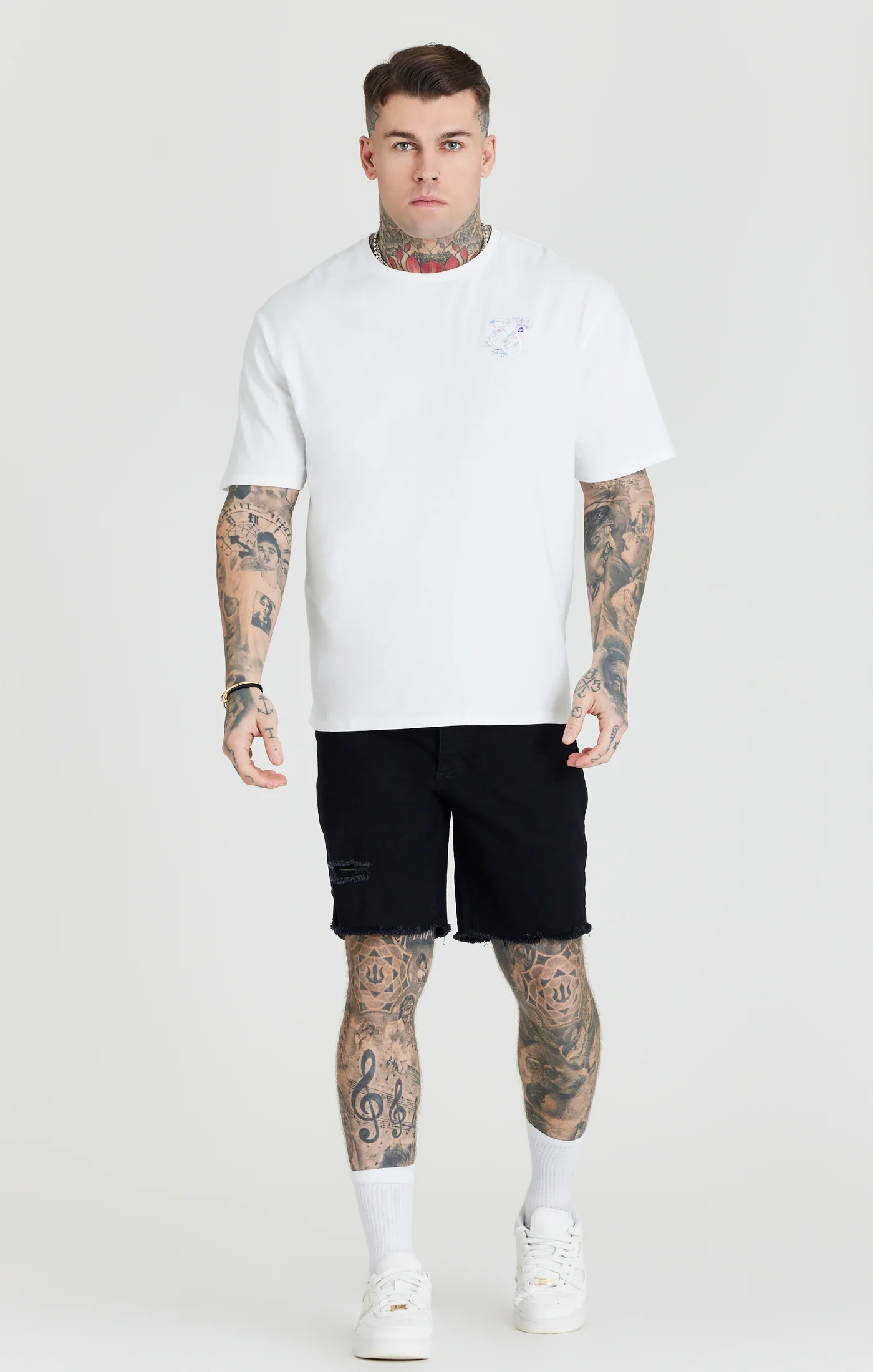 Ecru Floral Embroidery Oversized T-Shirt - Image 5