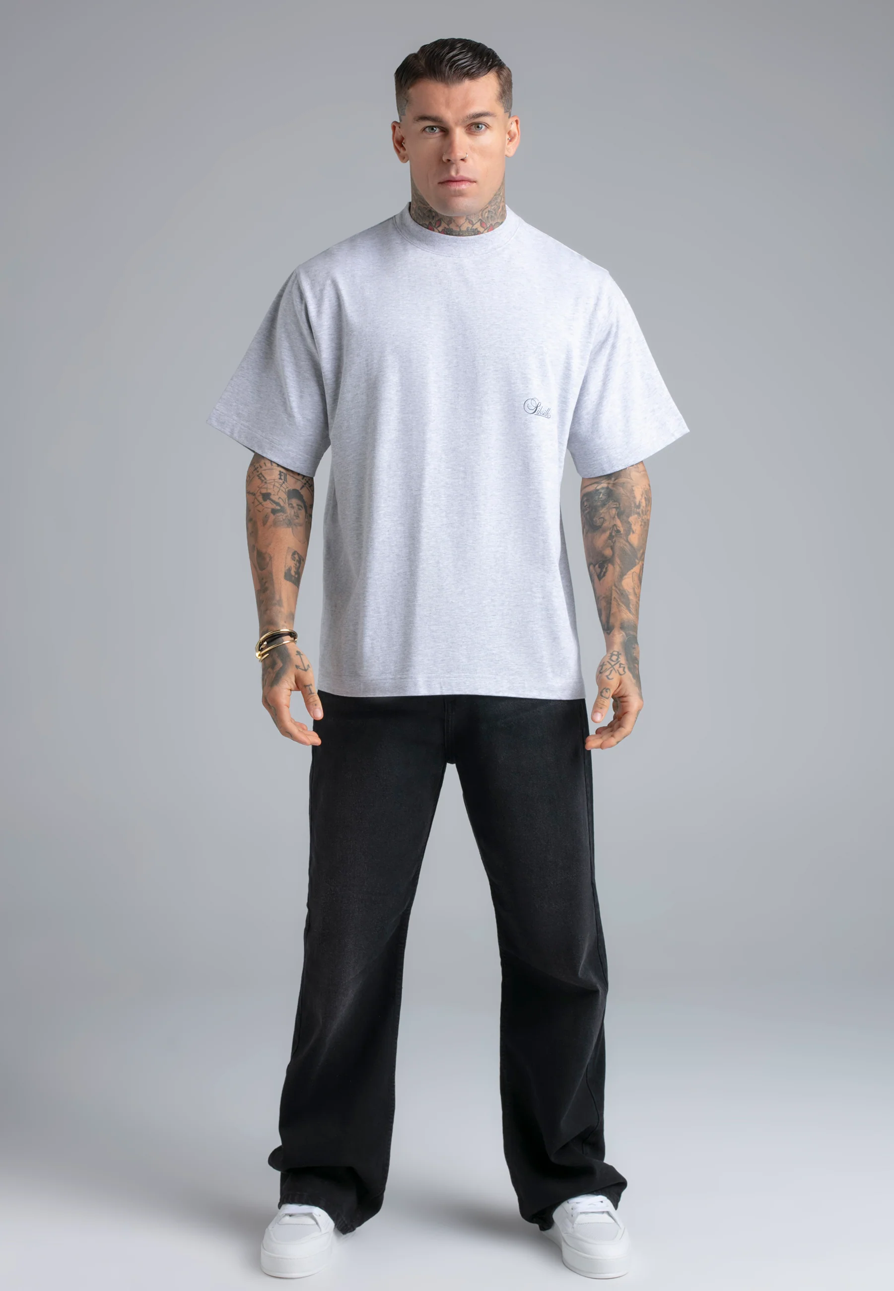 Grey Marl Oversized T-Shirt - Image 3