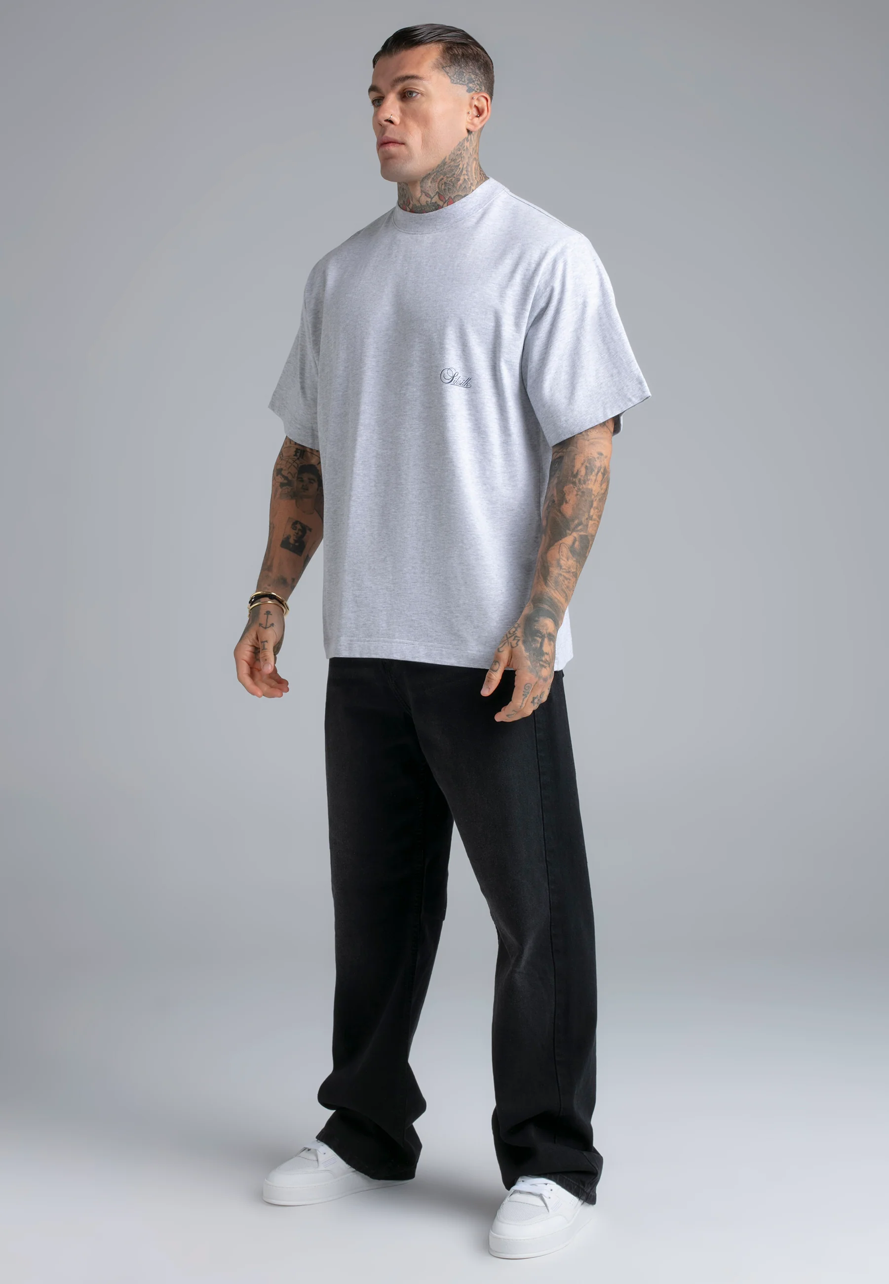 Grey Marl Oversized T-Shirt - Image 4