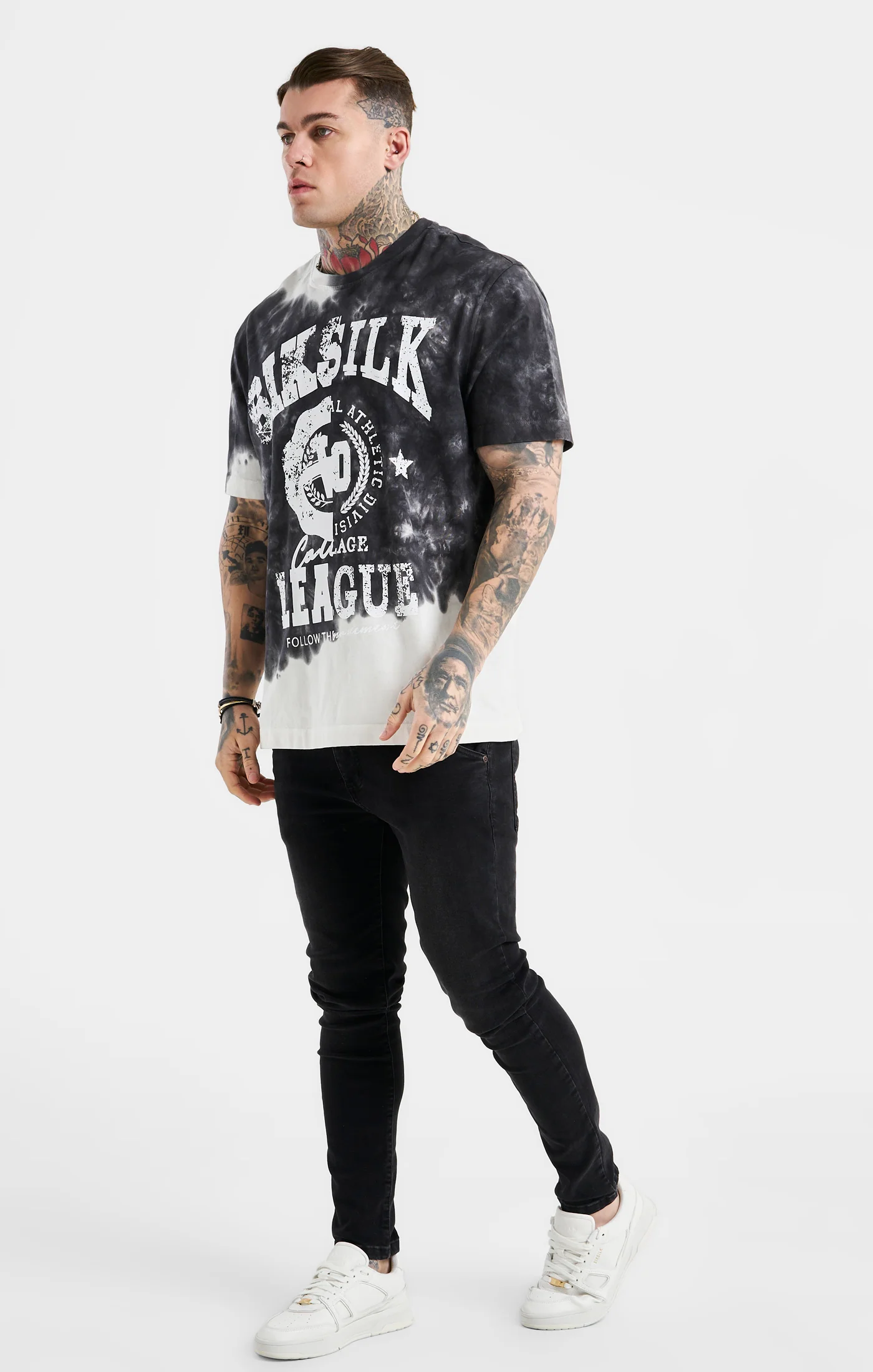 Black Varsity Print Oversized T-Shirt - Image 3