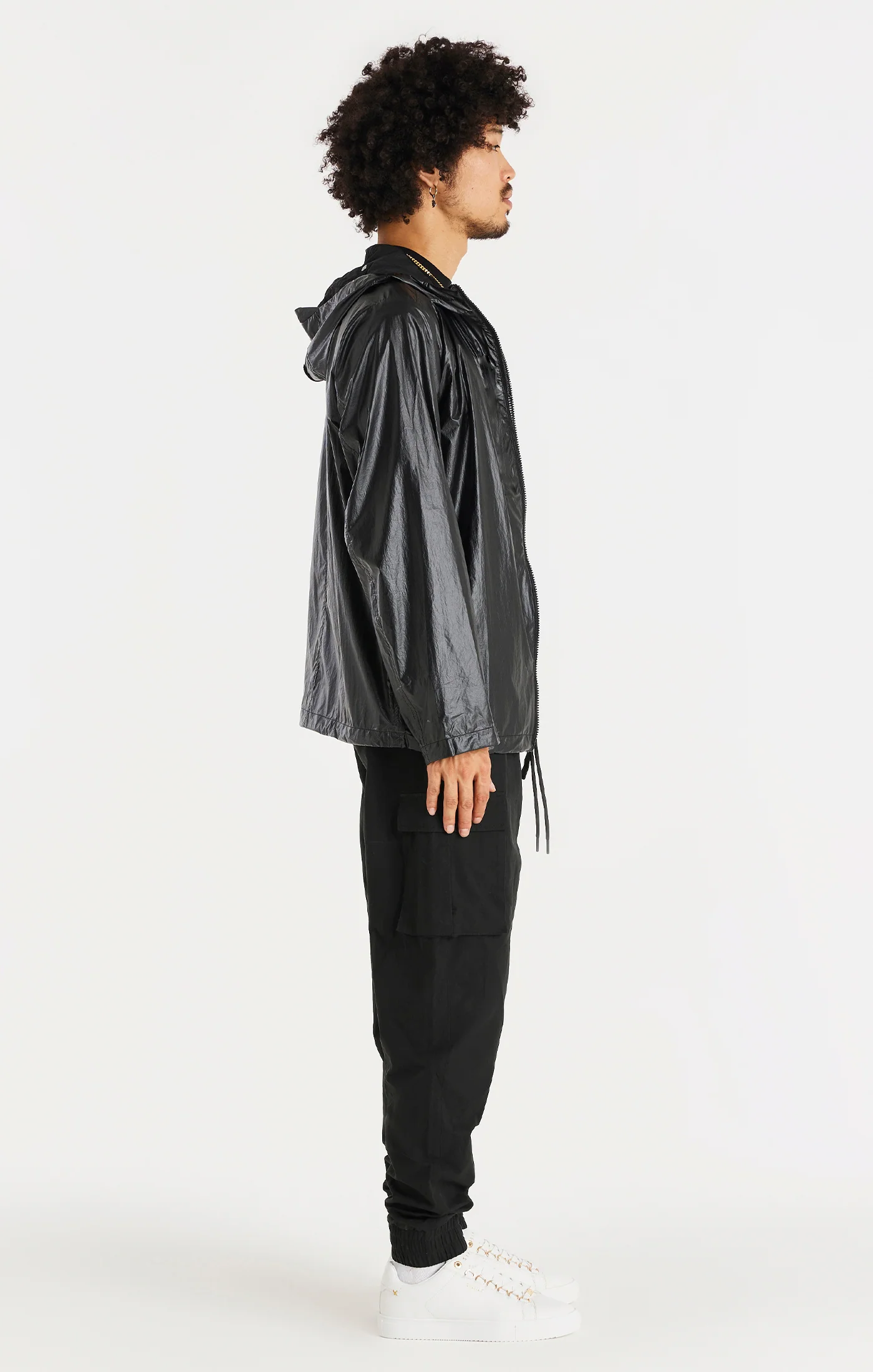 SikSilk Packaway Nylon Zip Through Jacket - Black - Image 4